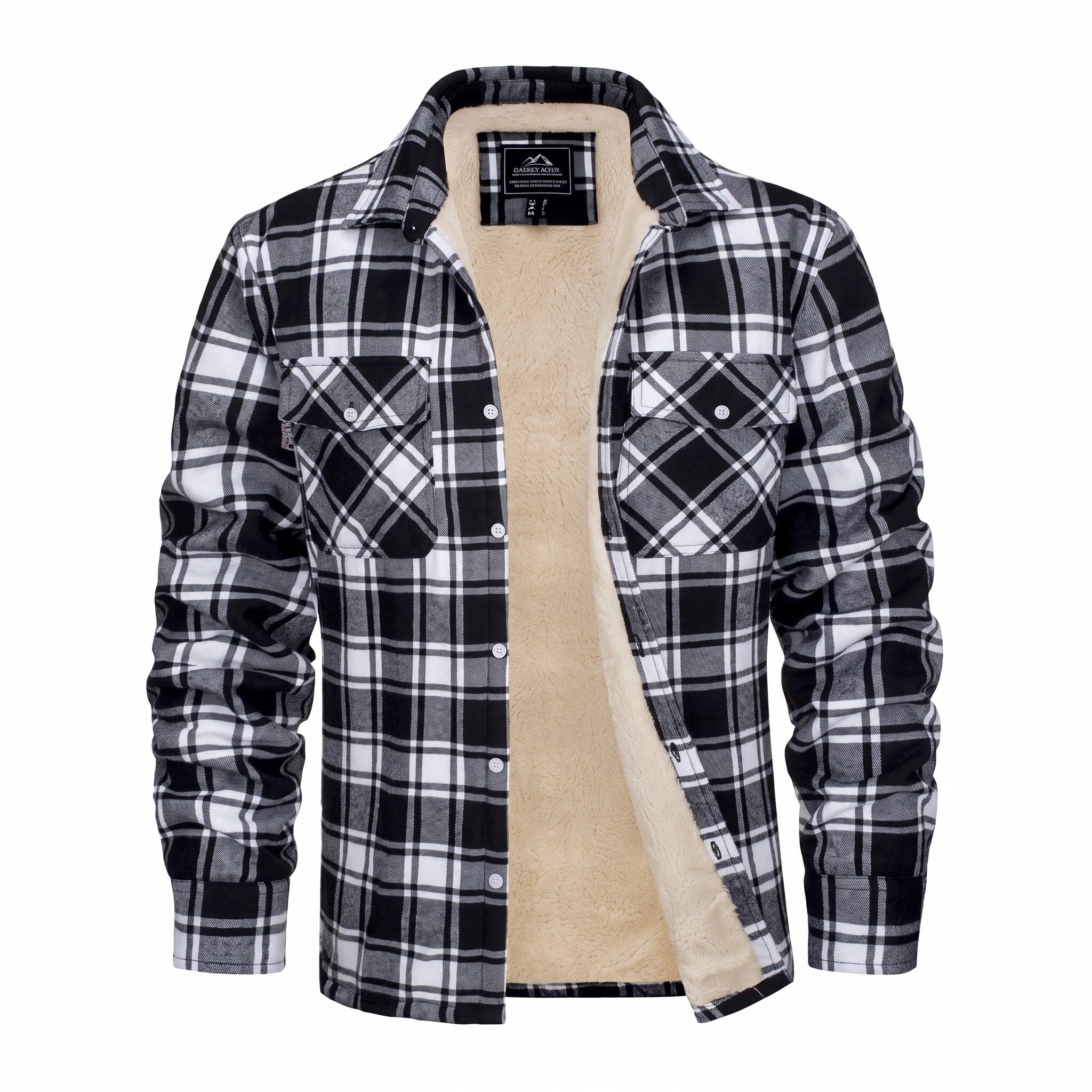 Callum - Men's Fleece-Lined Checked Flannel Overshirt Jacket