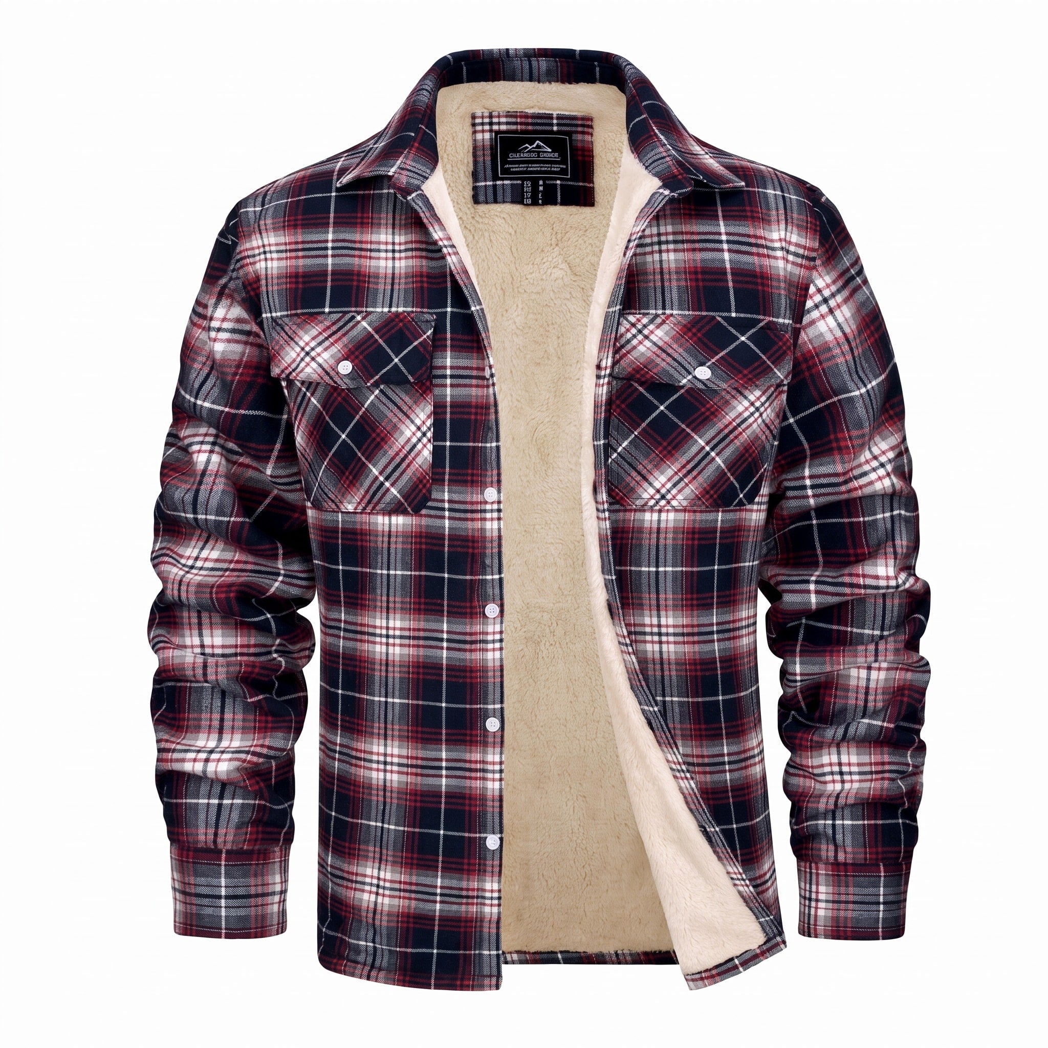 Callum - Men's Fleece-Lined Checked Flannel Overshirt Jacket