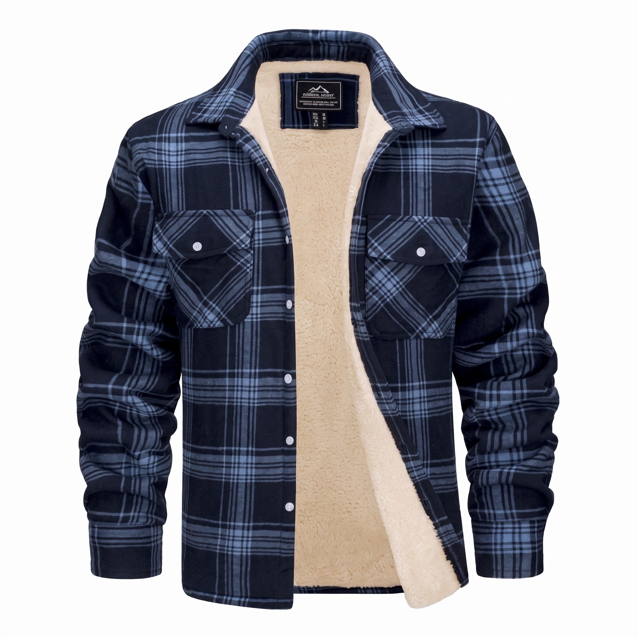 Callum - Men's Fleece-Lined Checked Flannel Overshirt Jacket