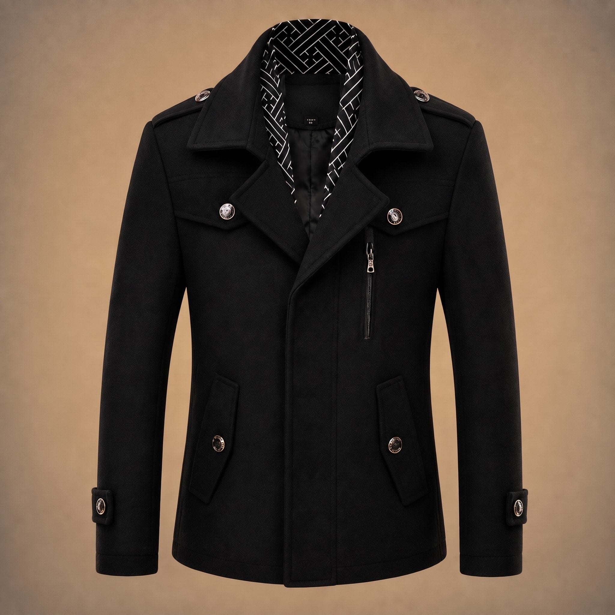 Oliver - Men's Tailored Longline Overcoat with Multiple Pockets
