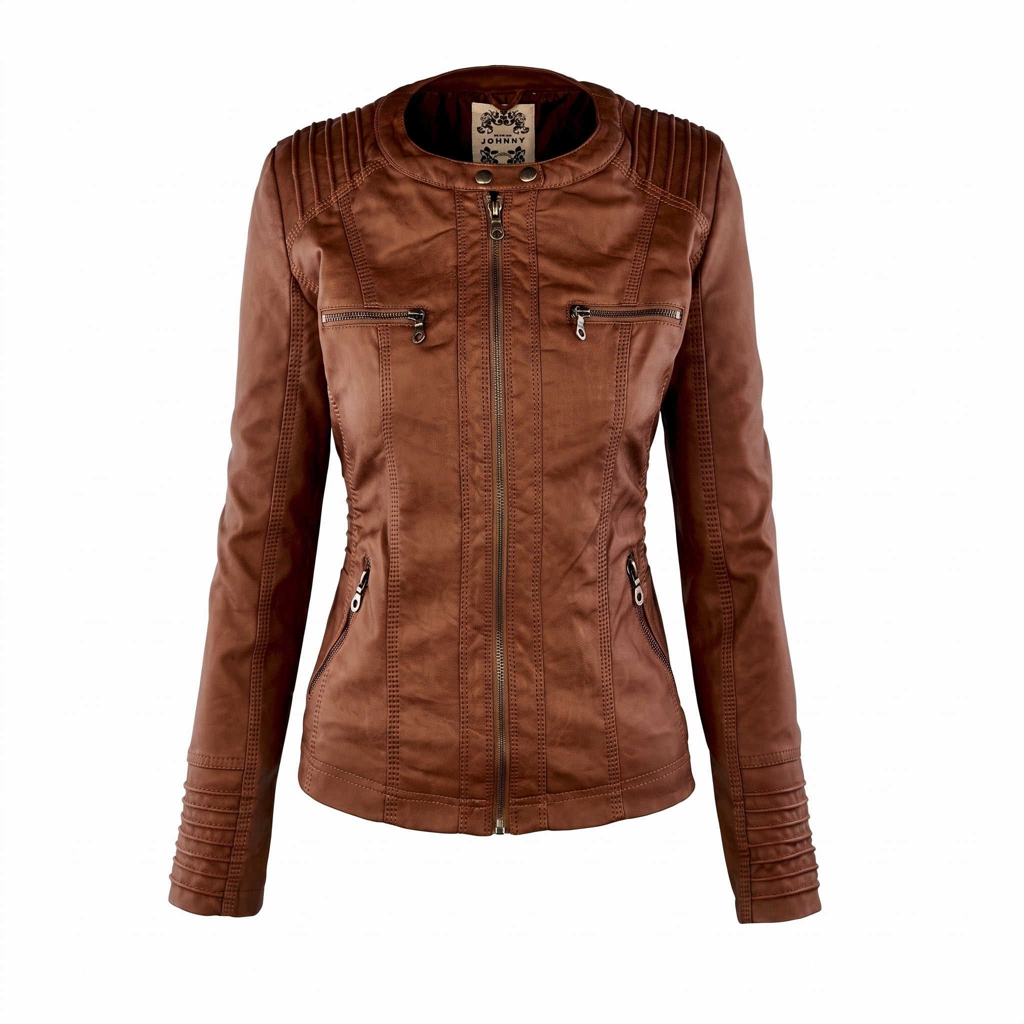 Isabella - Women's Detachable Hood Biker Jacket with Zip Pockets