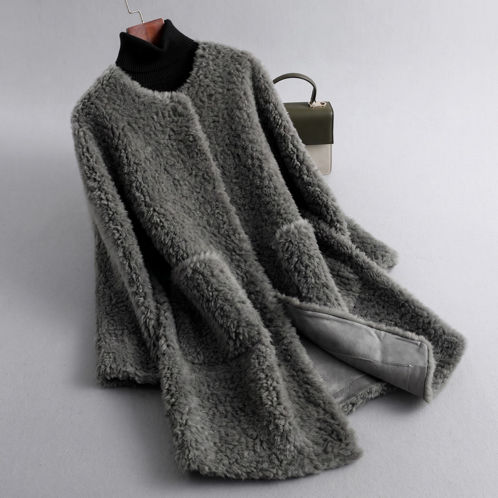 Sophie - Women's Longline Coat with Round Neck and Pockets