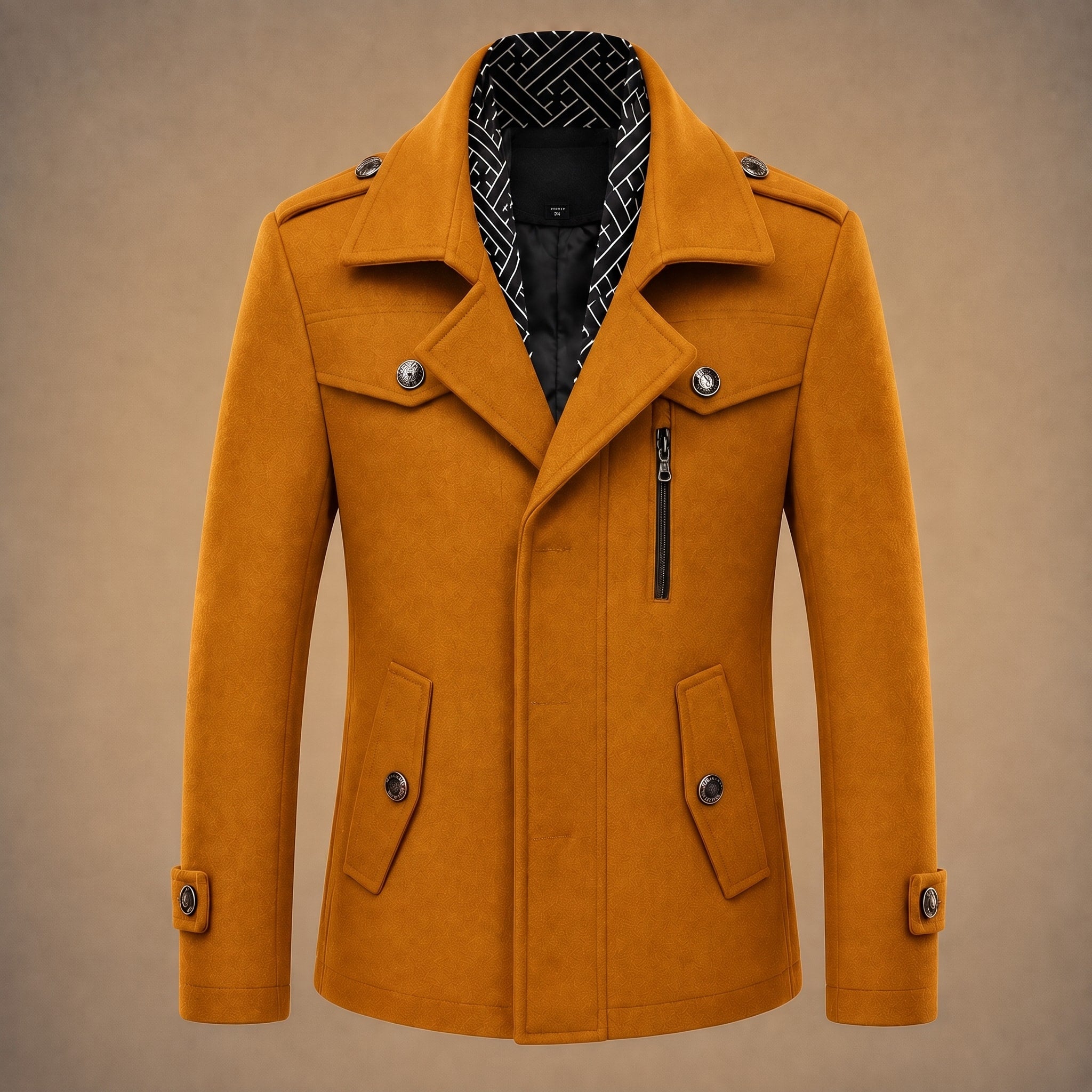 Oliver - Men's Tailored Longline Overcoat with Multiple Pockets