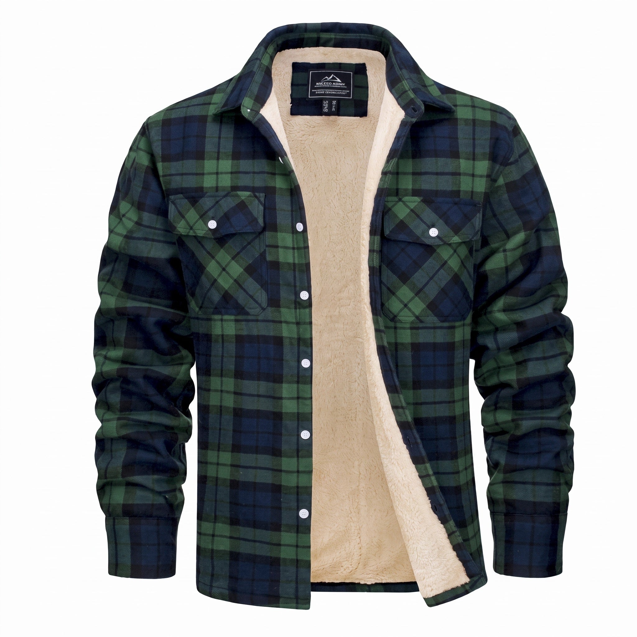 Callum - Men's Fleece-Lined Checked Flannel Overshirt Jacket