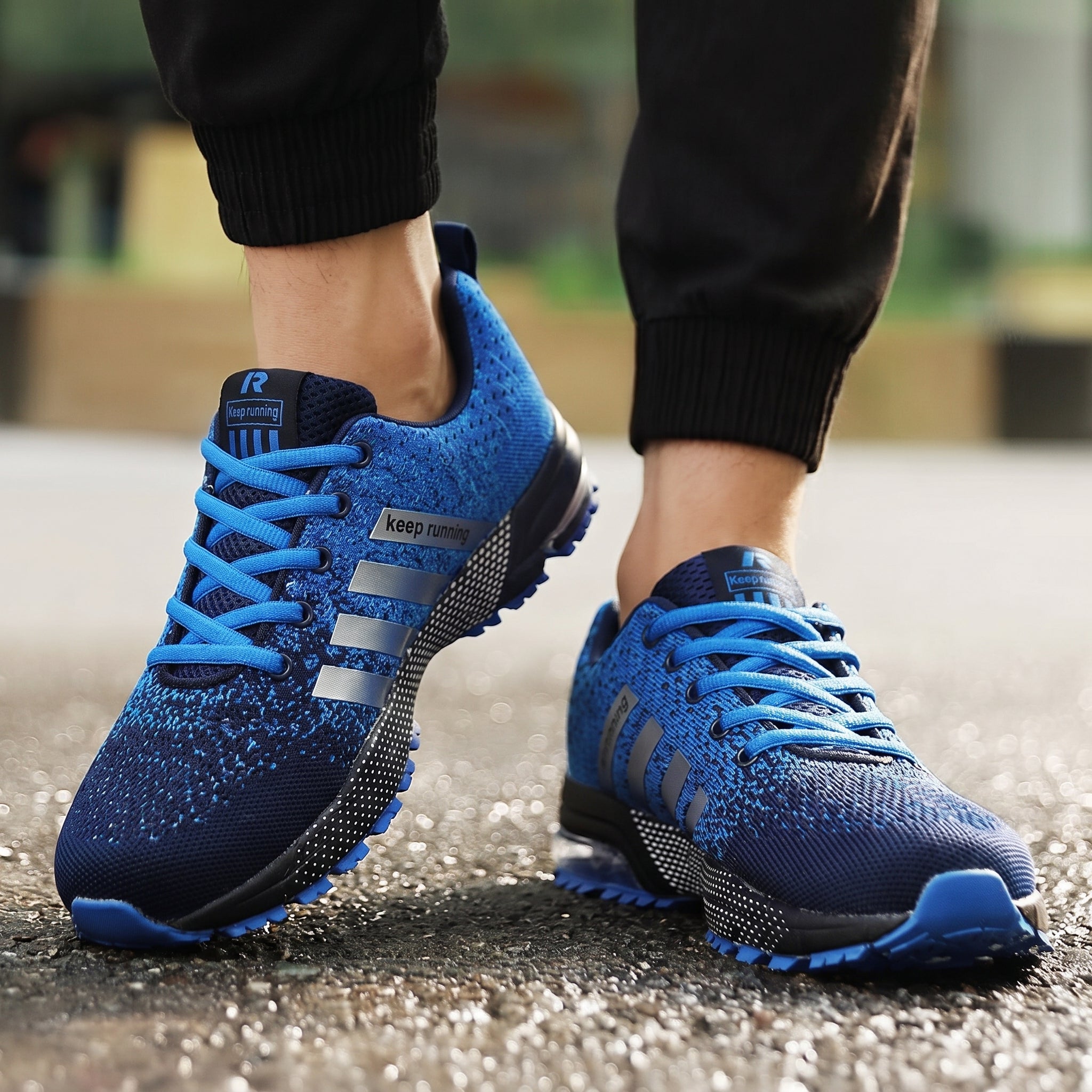 Theo - Men's Orthopaedic Sport Trainers with Striped Detail