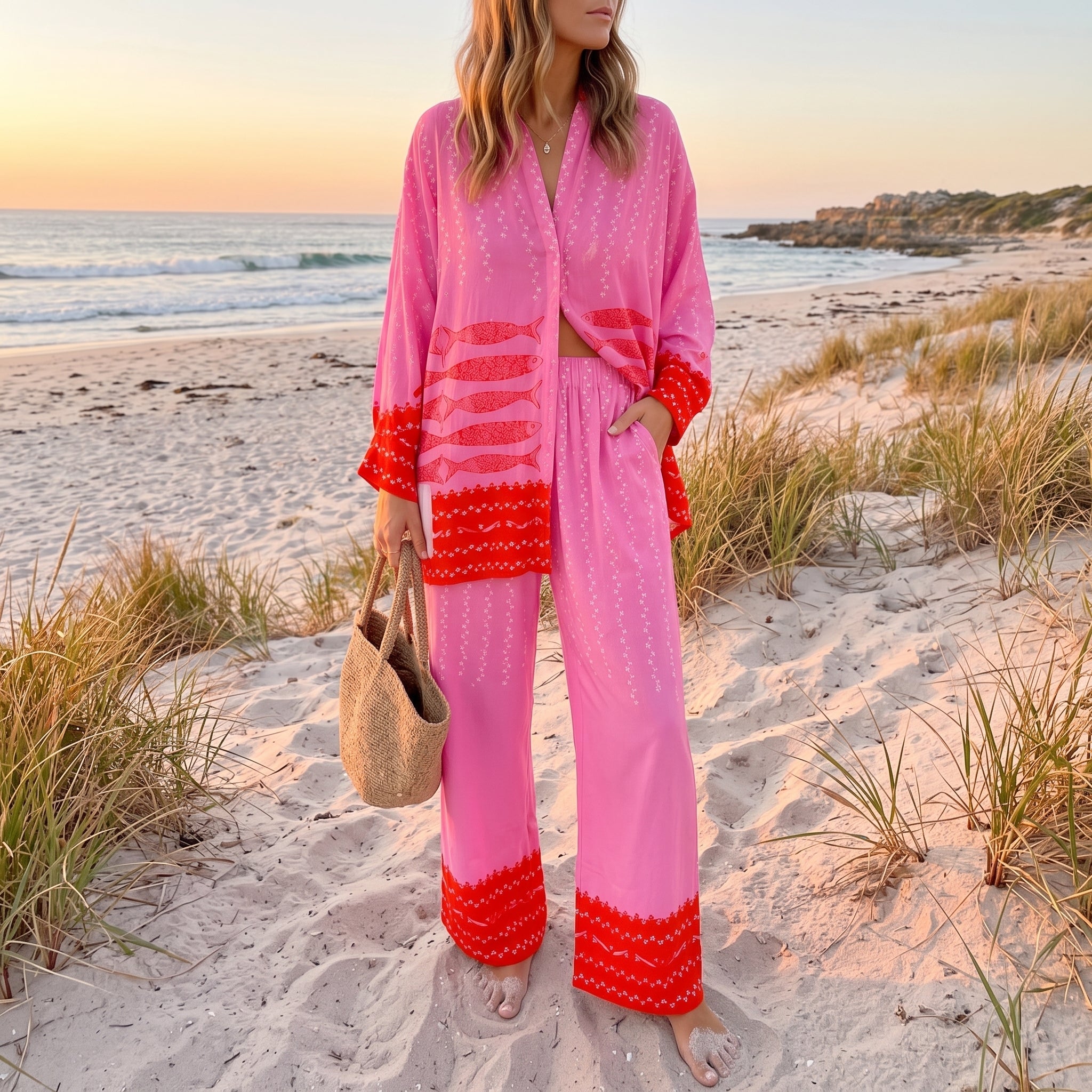 Rosa - Women's Summer Printed Long Sleeve Co-ord Shirt