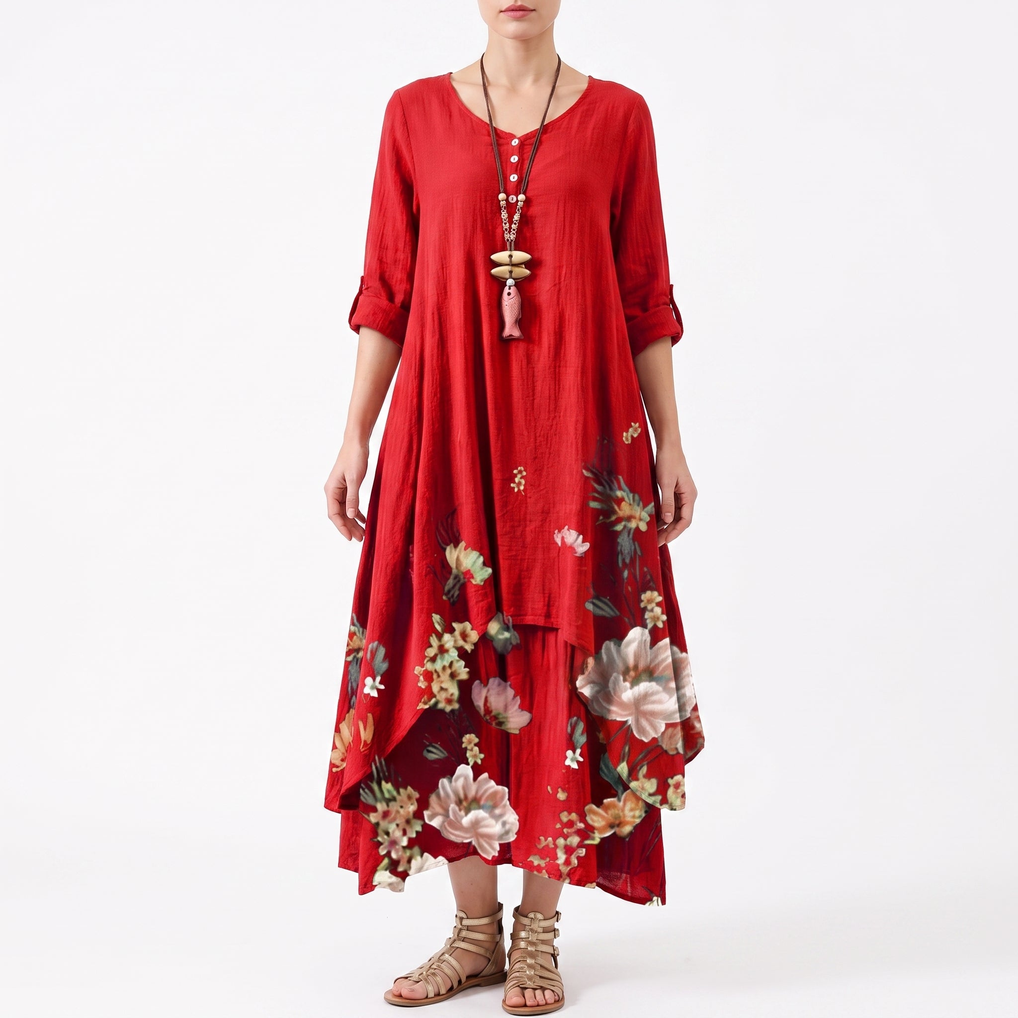 Georgia - Women's Summer Floral Asymmetric Hem Maxi Dress