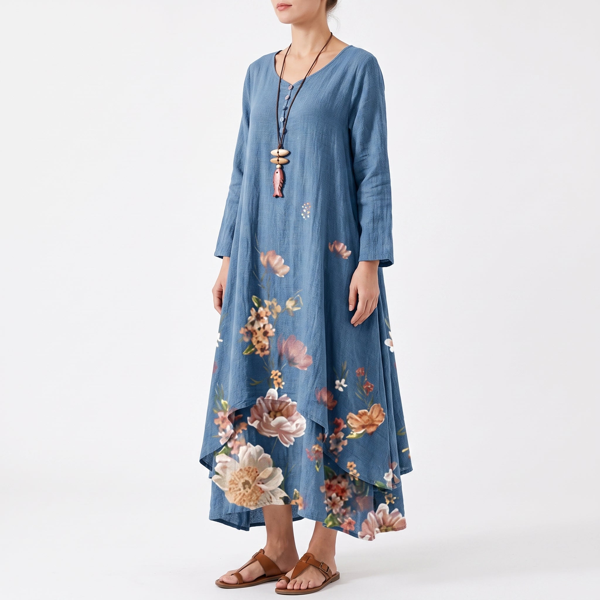 Georgia - Women's Summer Floral Asymmetric Hem Maxi Dress
