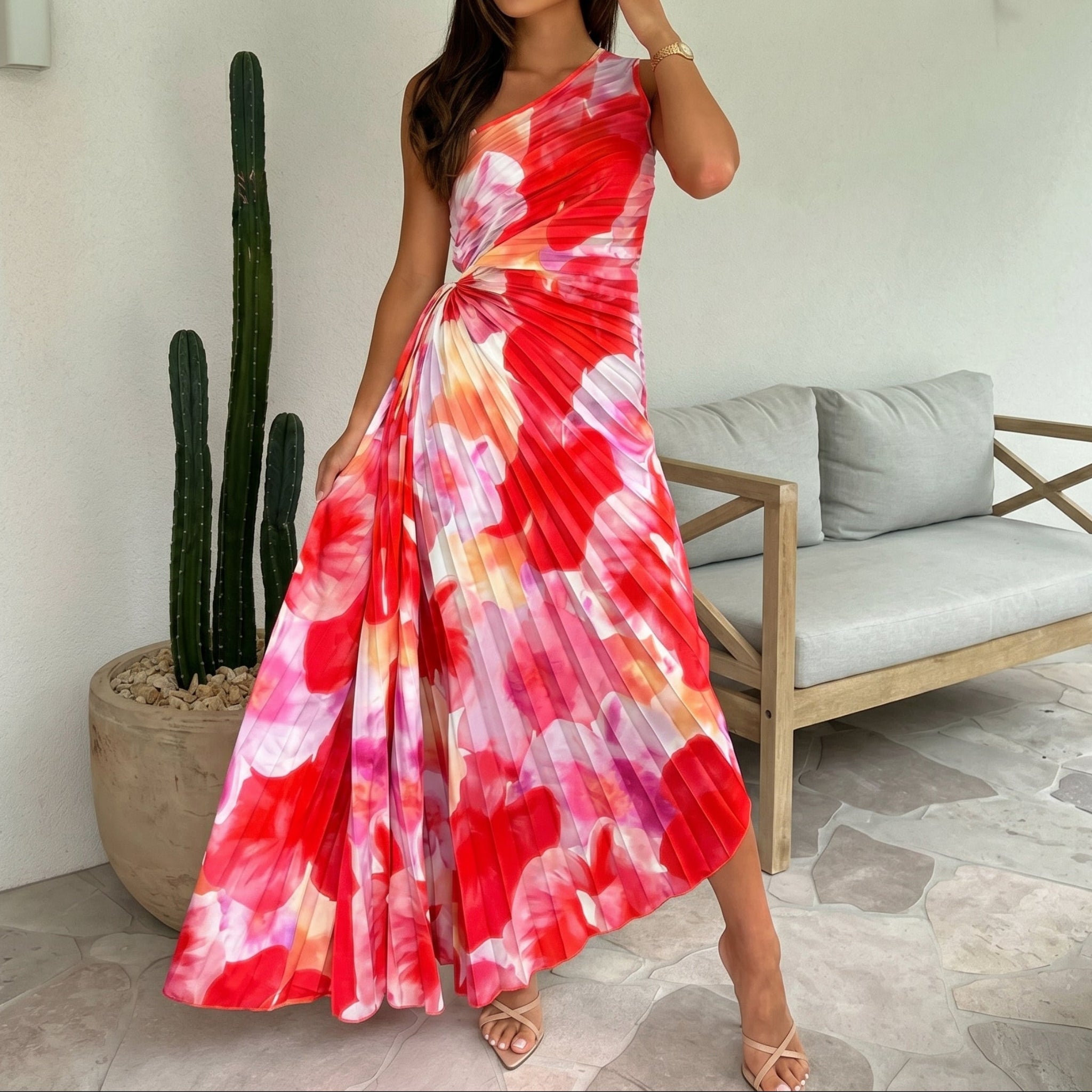 Clara - Women's Summer Floral Pleated Twist Maxi Dress