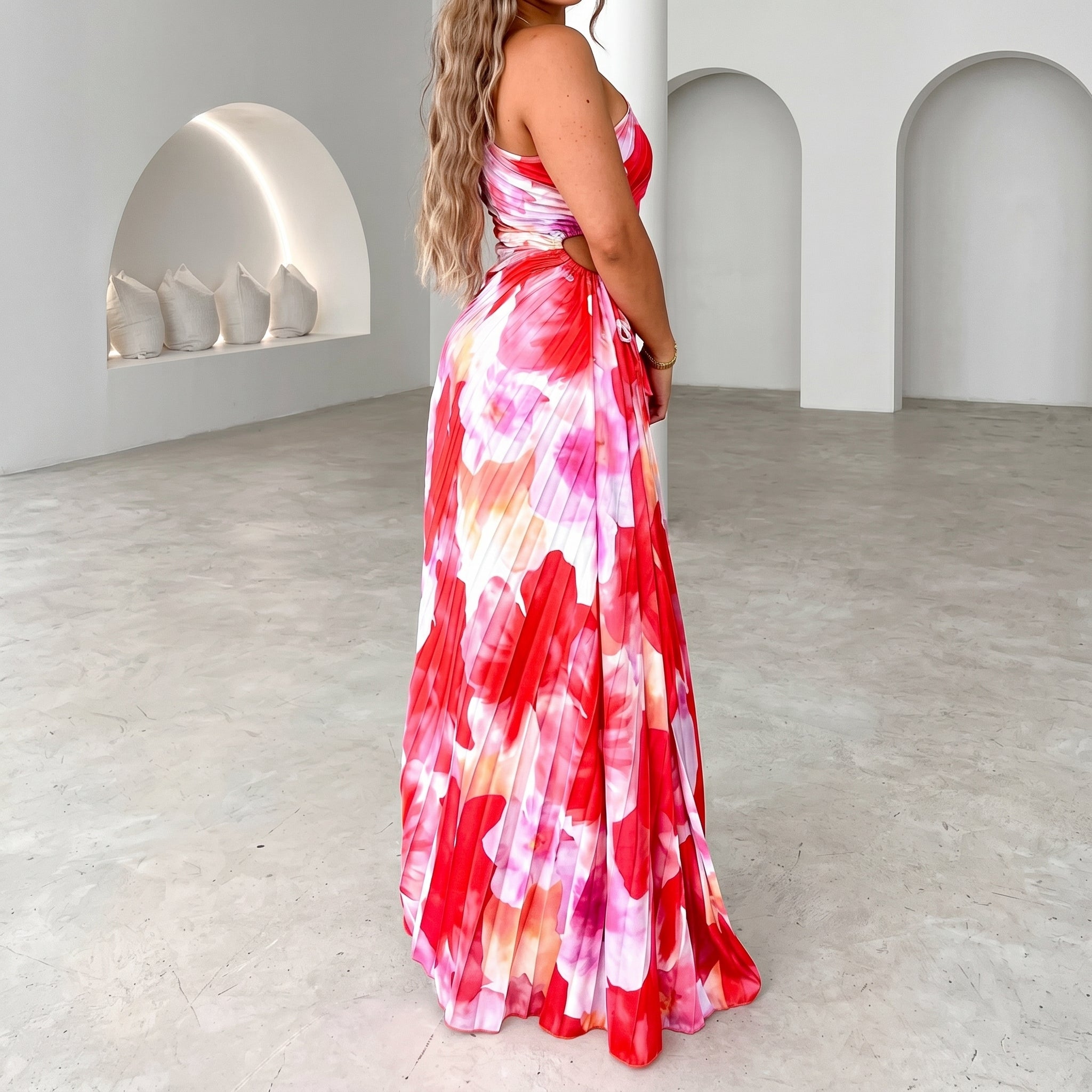 Clara - Women's Summer Floral Pleated Twist Maxi Dress