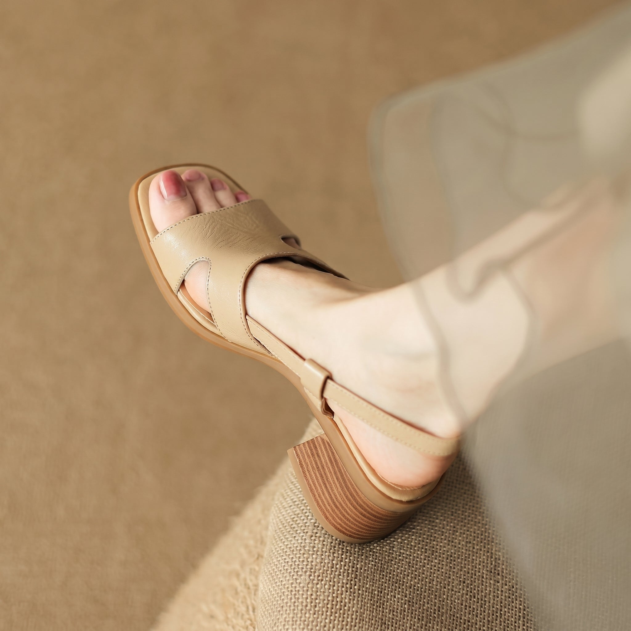 Sara - Women's Open Toe Mid Block Heel Sandals