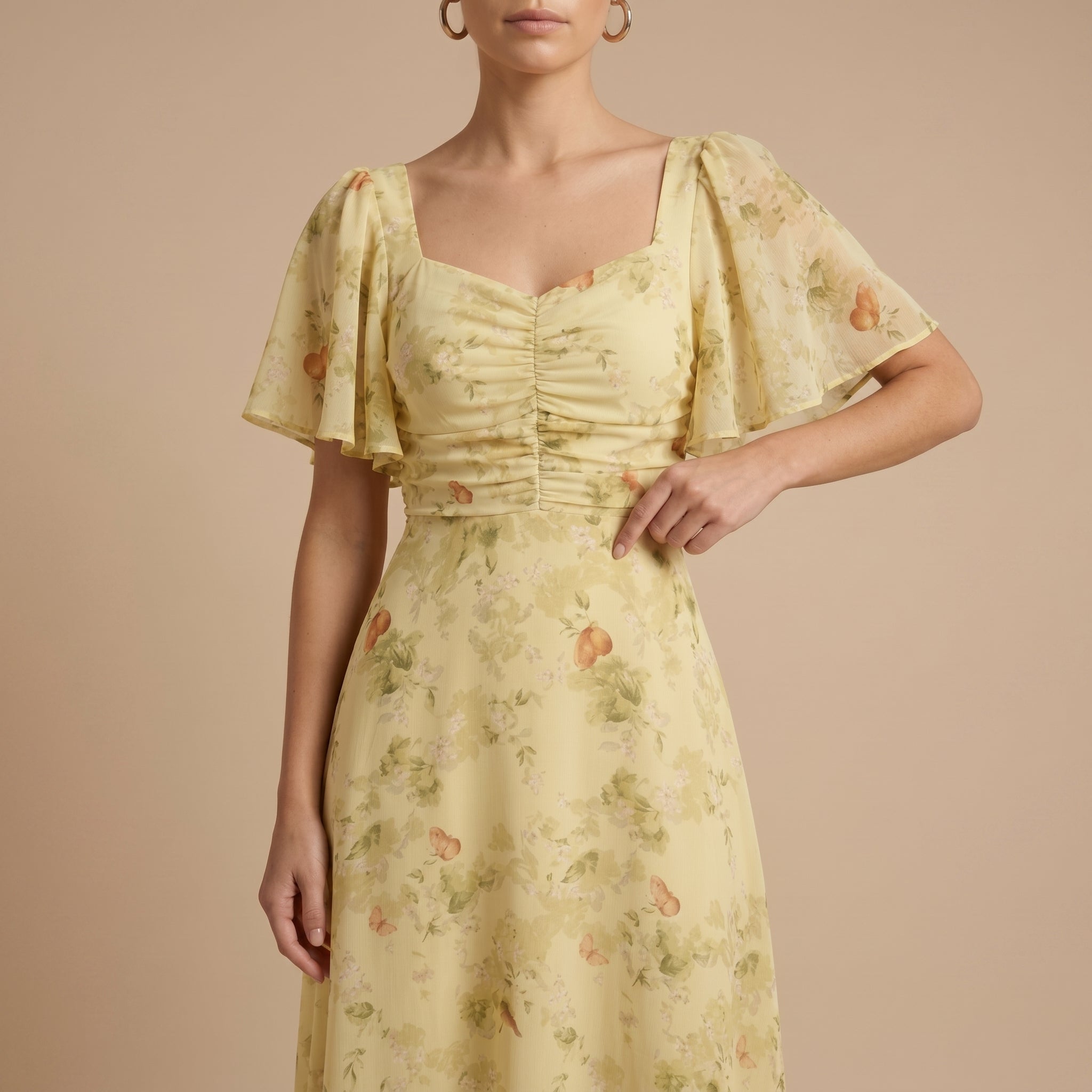 Alma - Women's Wedding Guest Vintage Floral Midi Dress