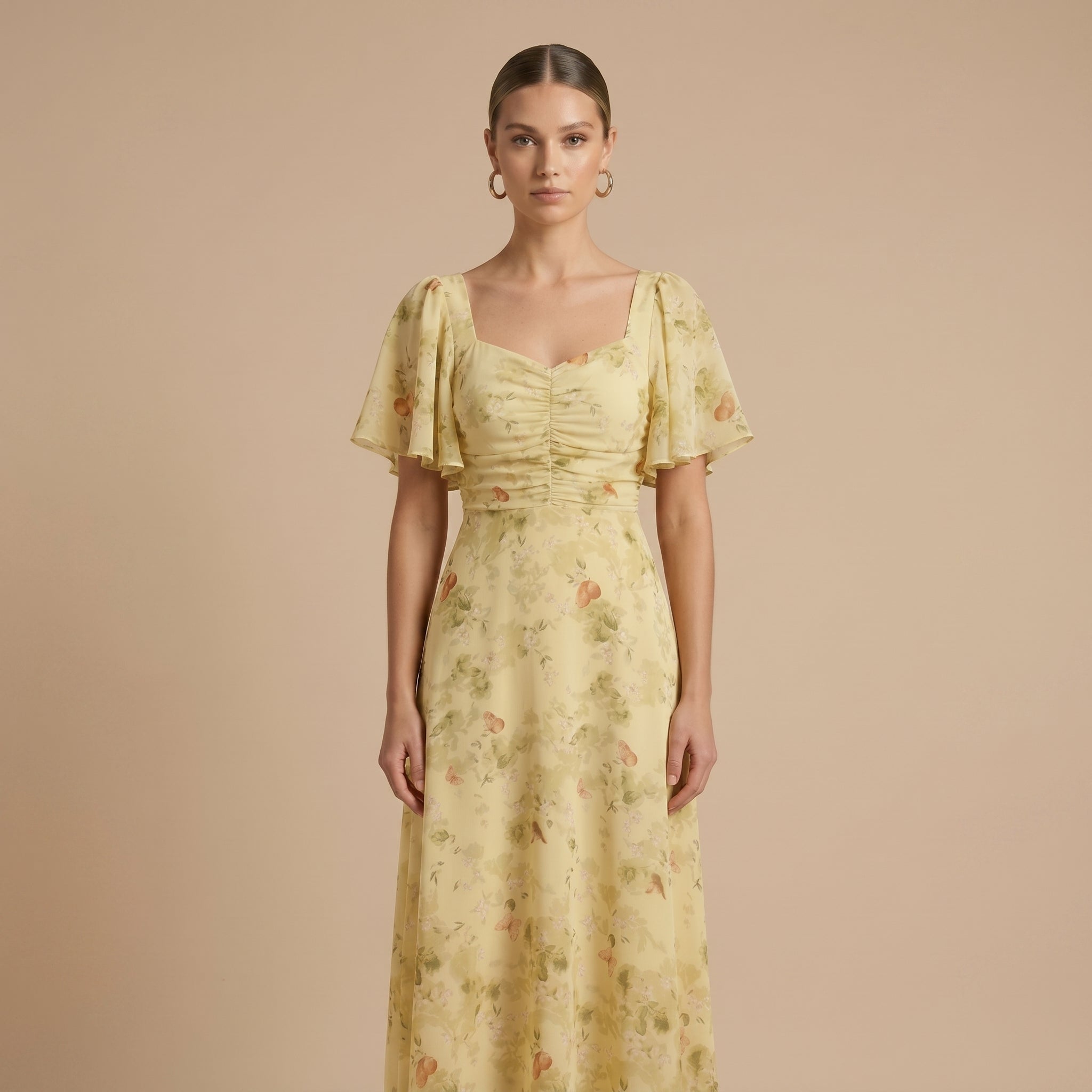Alma - Women's Wedding Guest Vintage Floral Midi Dress