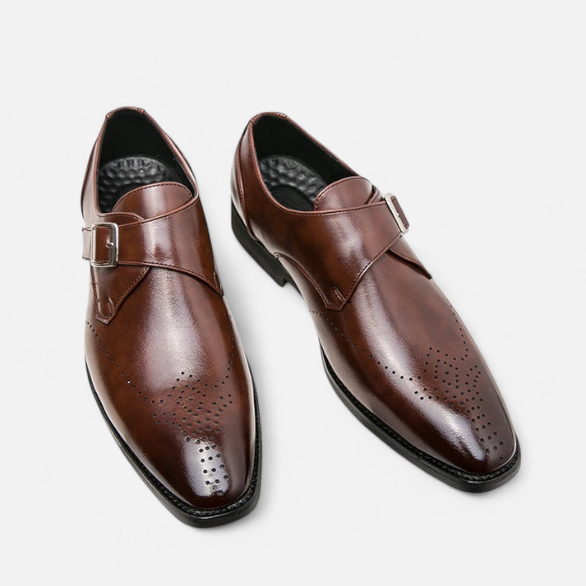 James - Men's Single Monk Strap Brogue Wedding Shoes