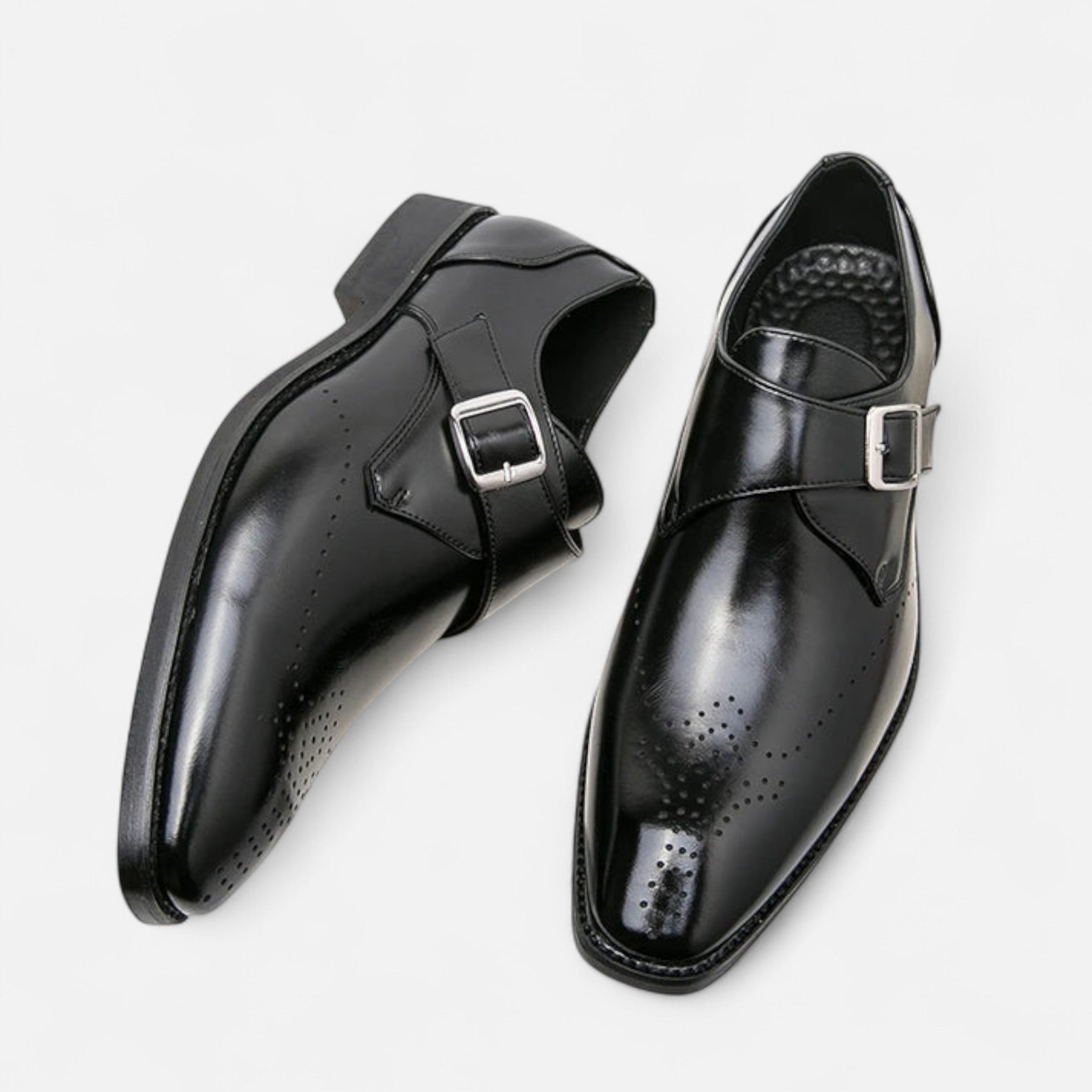 James - Men's Single Monk Strap Brogue Wedding Shoes
