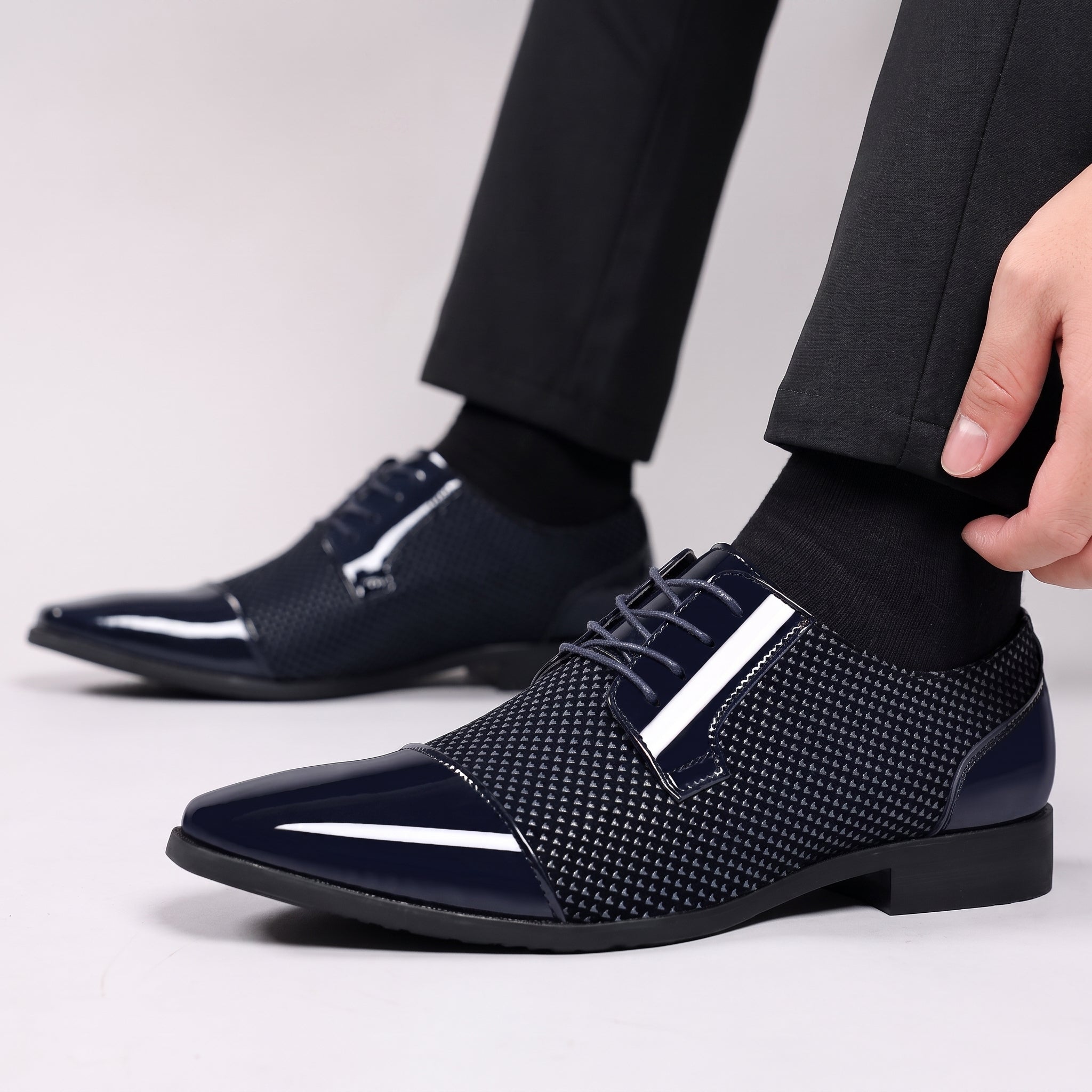 Oliver - Men's Glossy Toe Cap Derby Wedding Shoes