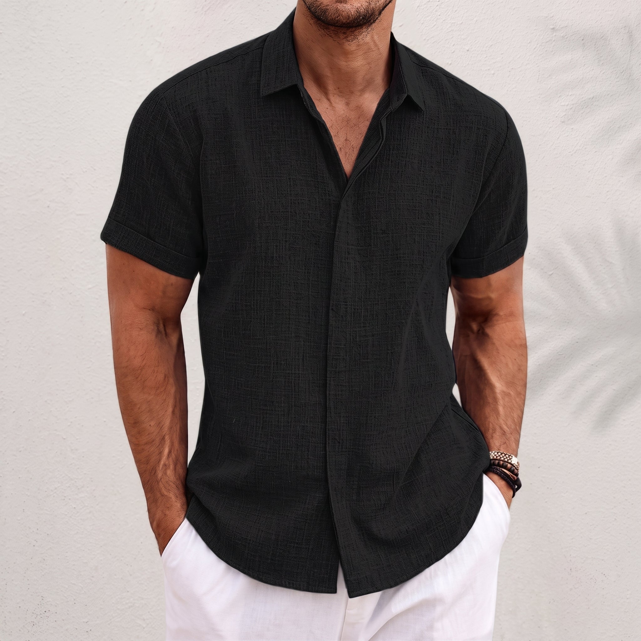 Connor - Men's Summer Open Collar Short Sleeve Shirt