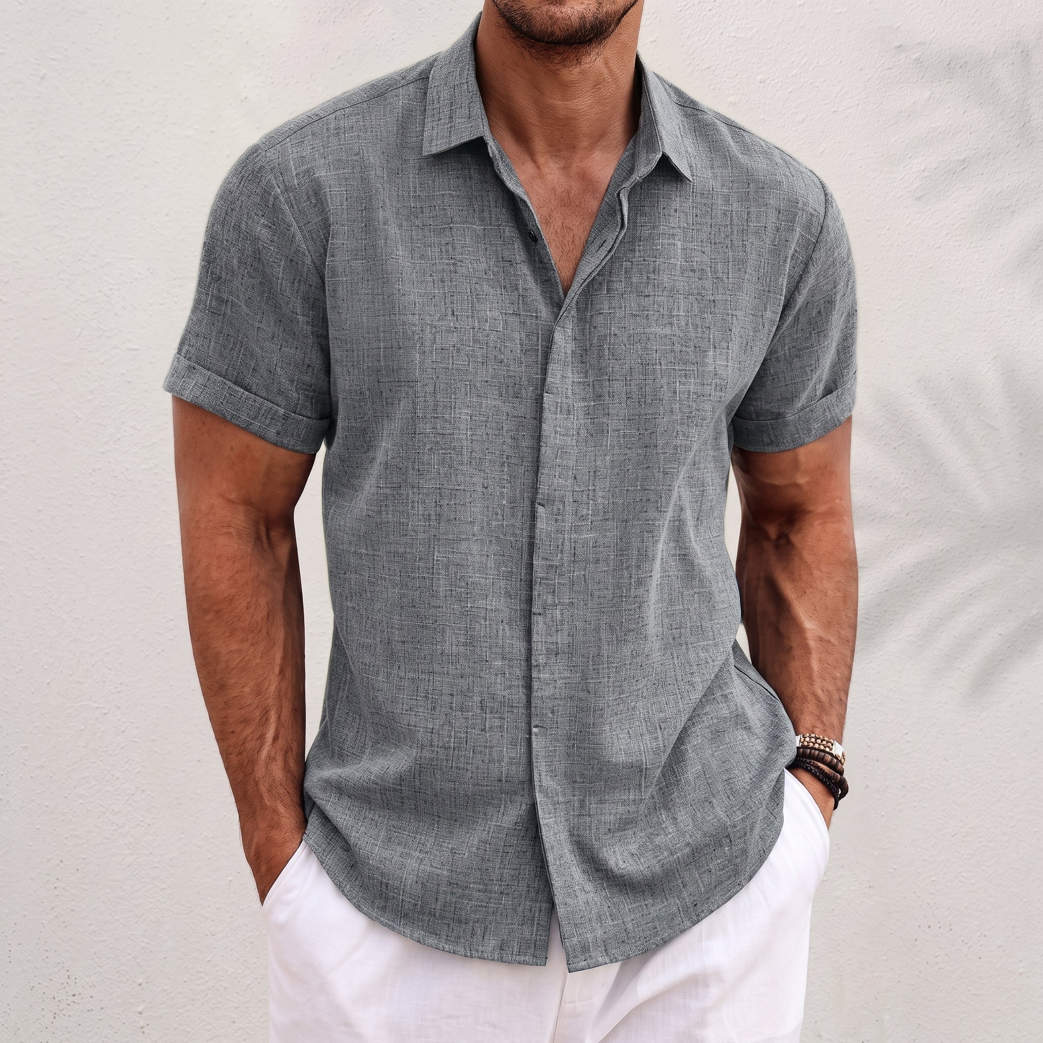 Connor - Men's Summer Open Collar Short Sleeve Shirt