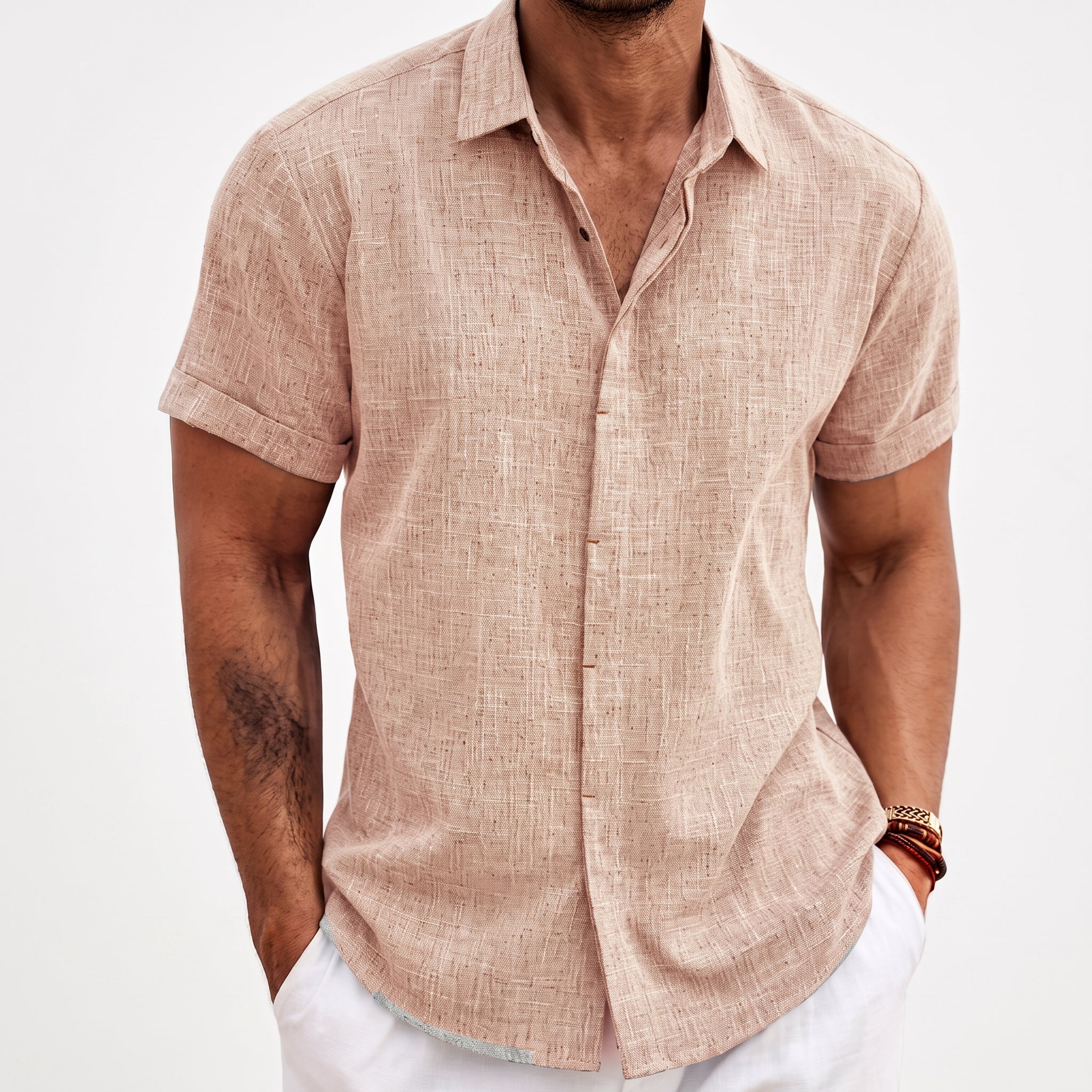 Robert - Men's Summer Camp Collar Concealed Placket Shirt