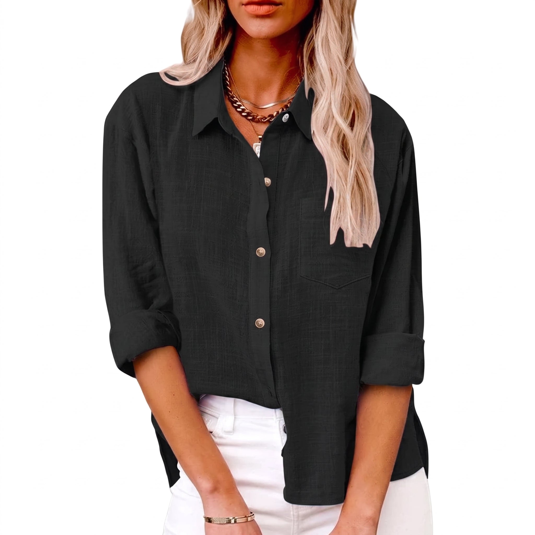 Olivia - Women's Summer Long Sleeve Button-Down Blouse