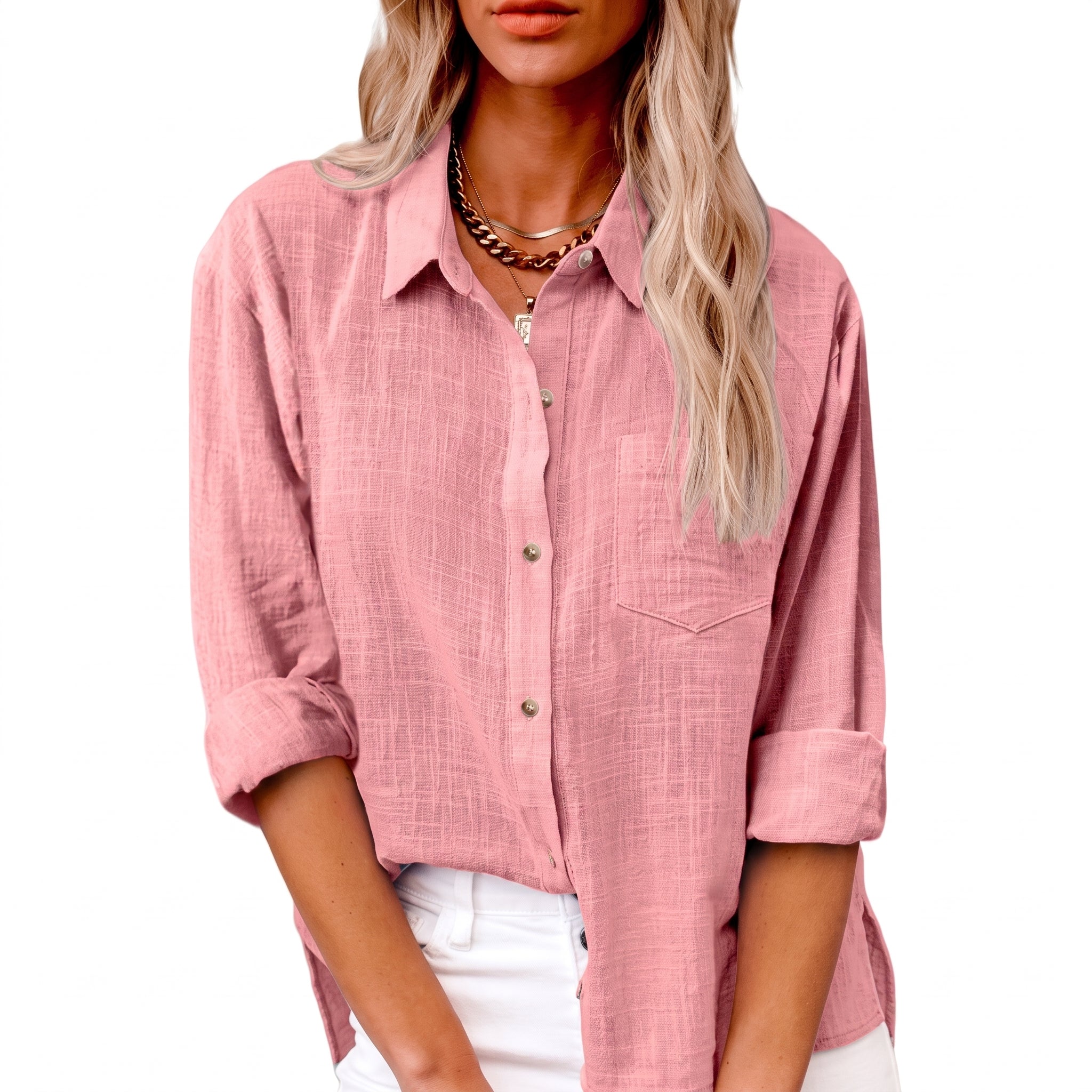 Olivia - Women's Summer Long Sleeve Button-Down Blouse