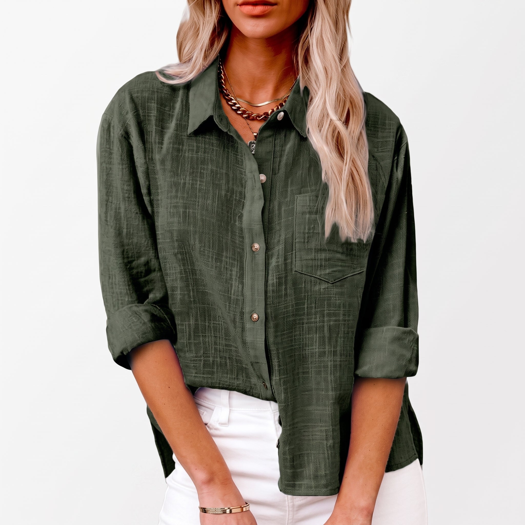 Olivia - Women's Summer Long Sleeve Button-Down Blouse
