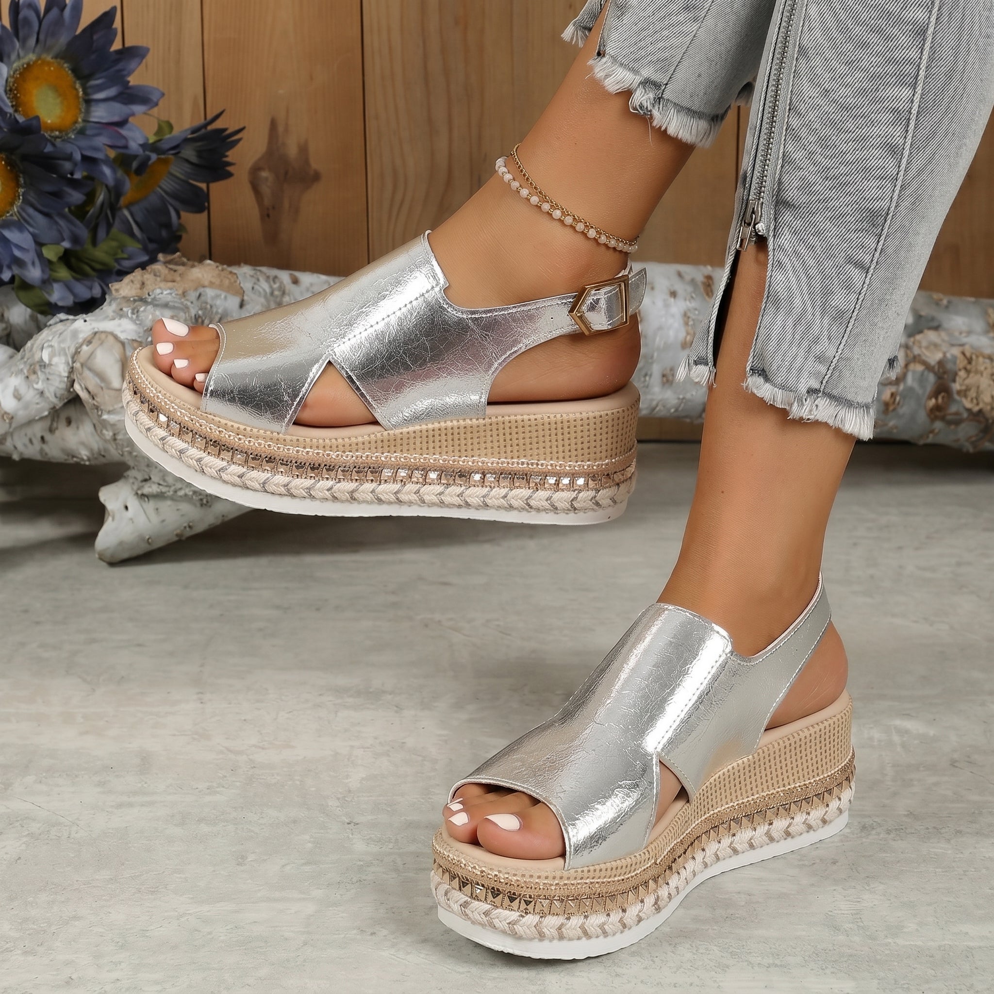 Alice - Women's Summer Flatform Sandals with Buckle Strap
