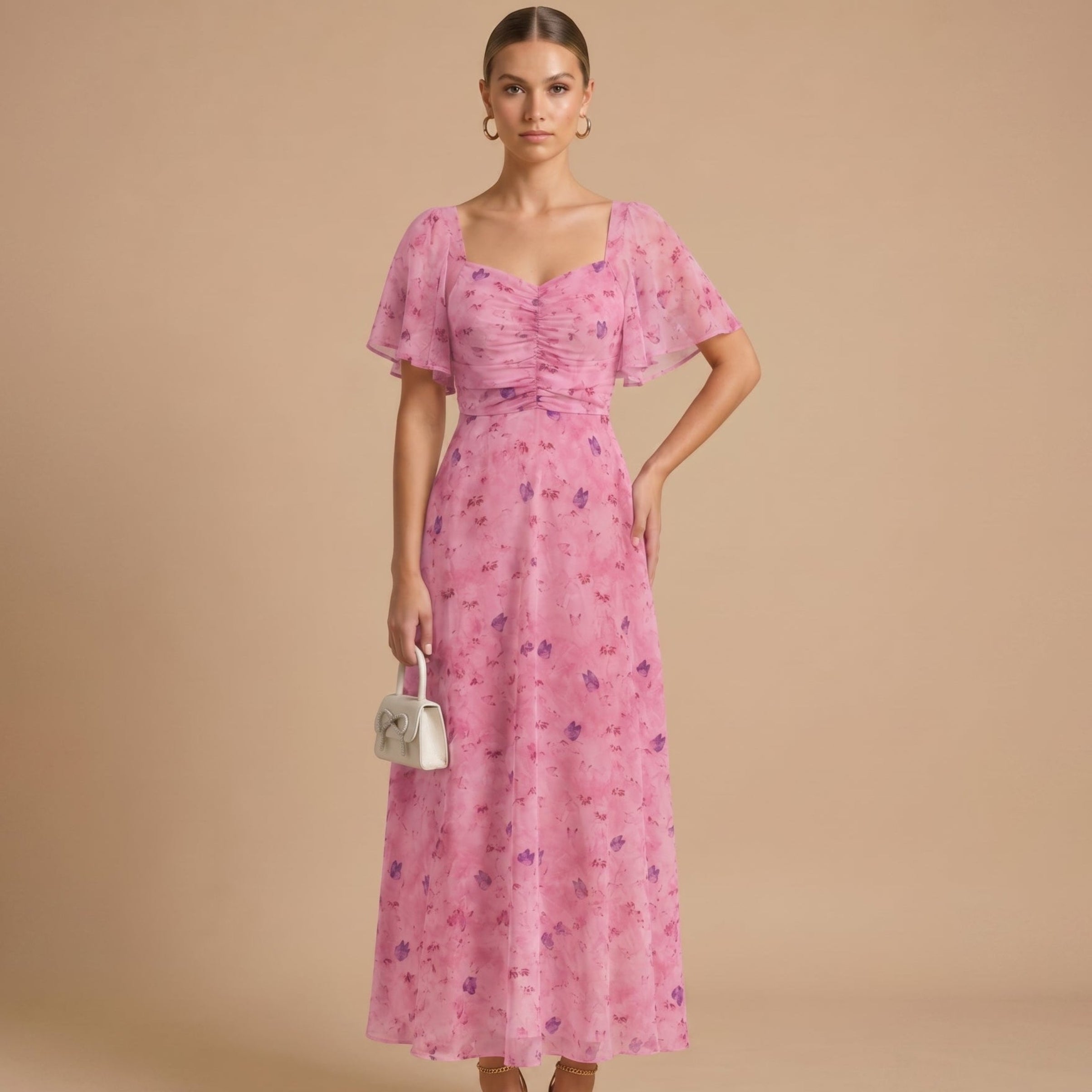 Alma - Women's Wedding Guest Vintage Floral Midi Dress