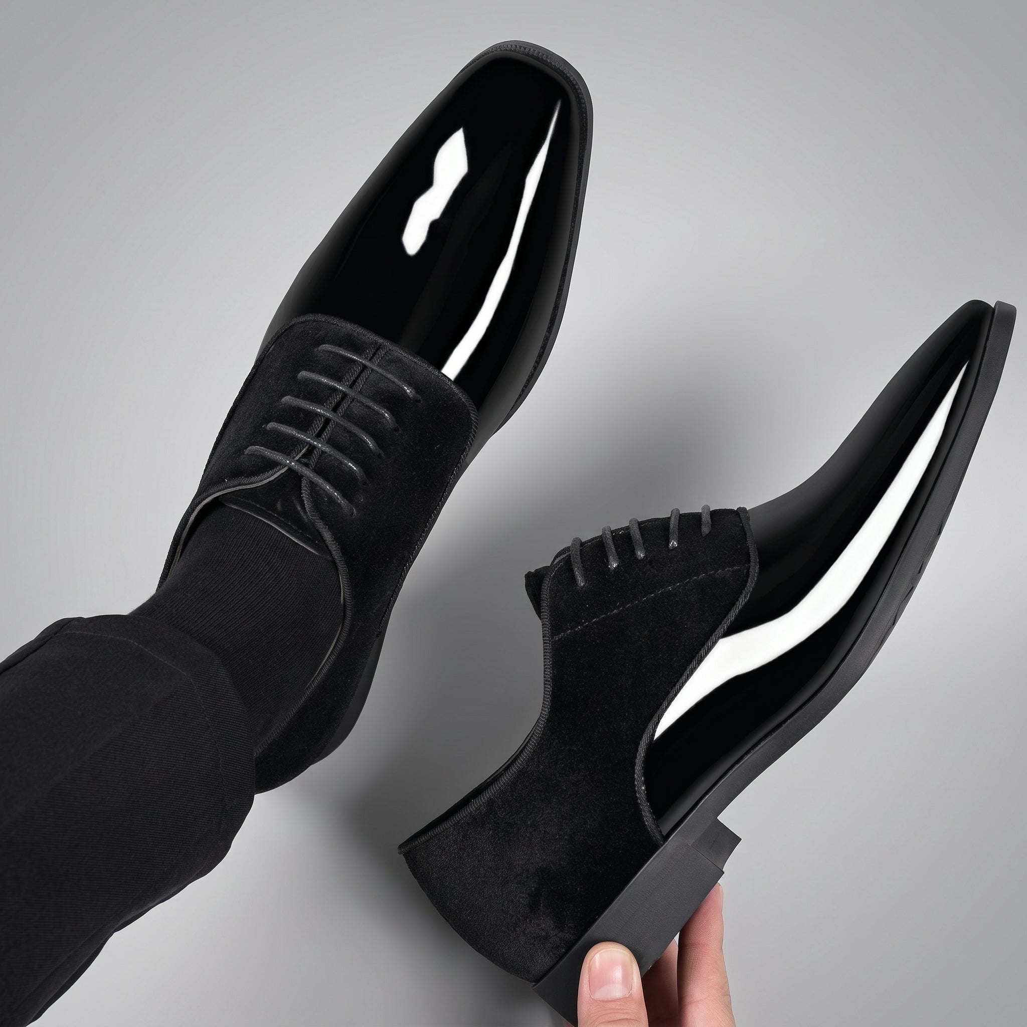 James - Men's Glossy Lace-Up Derby Wedding Shoes