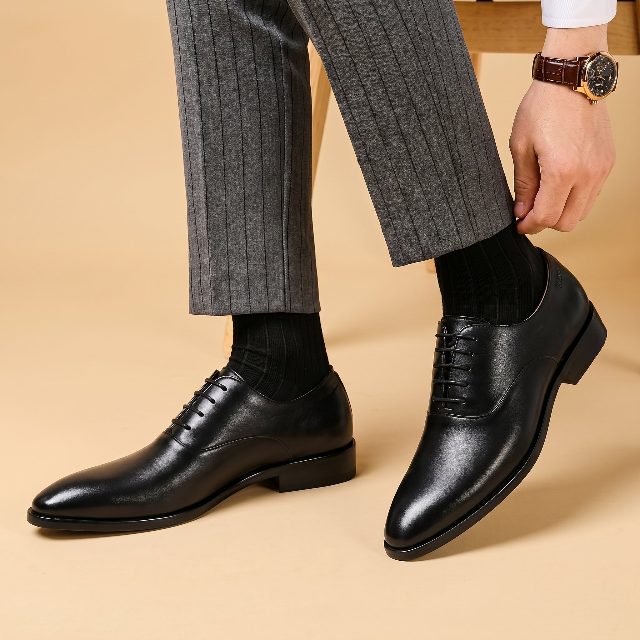 James - Men's Lace-Up Pointed Toe Oxford Wedding Shoes