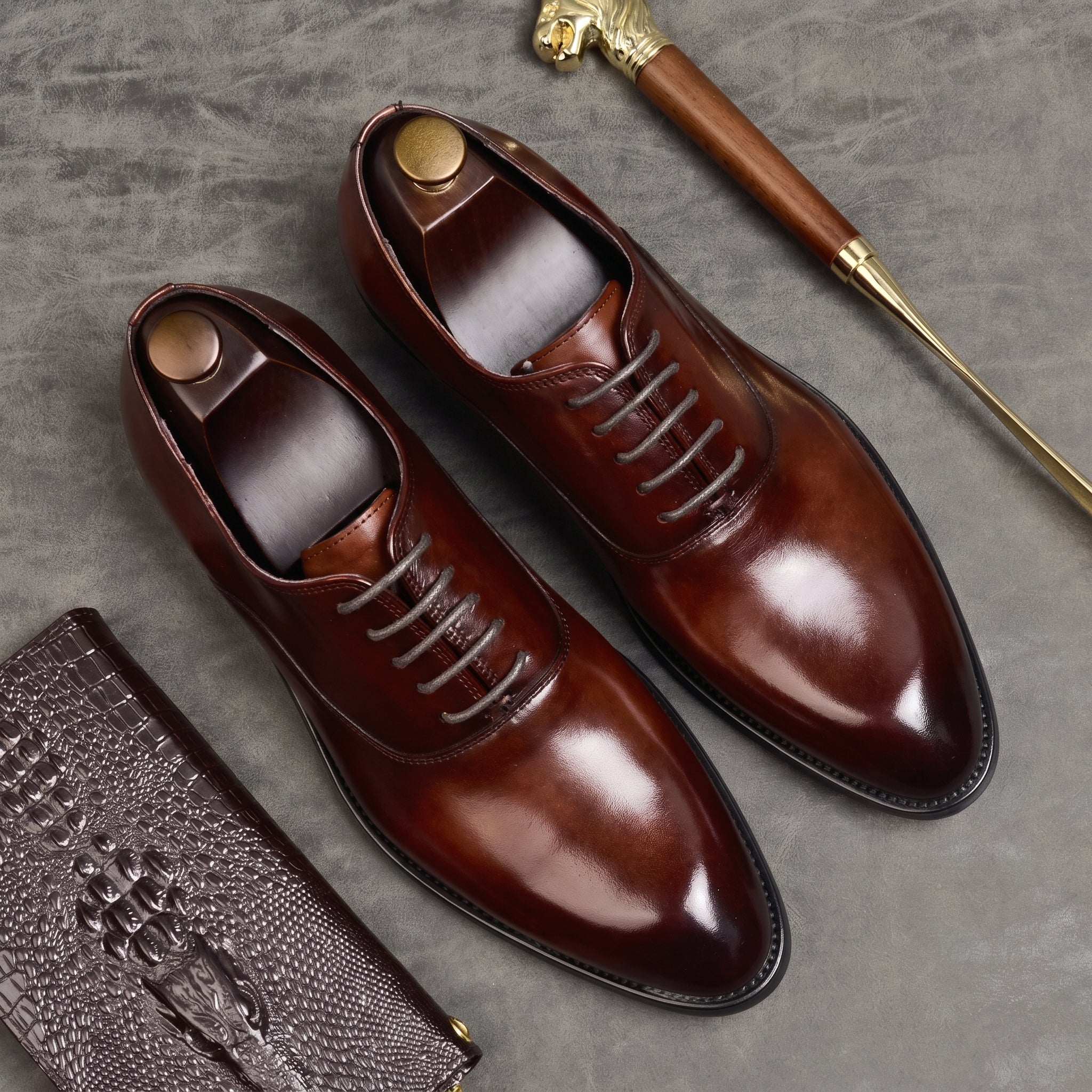 James - Men's Lace-Up Pointed Toe Oxford Wedding Shoes