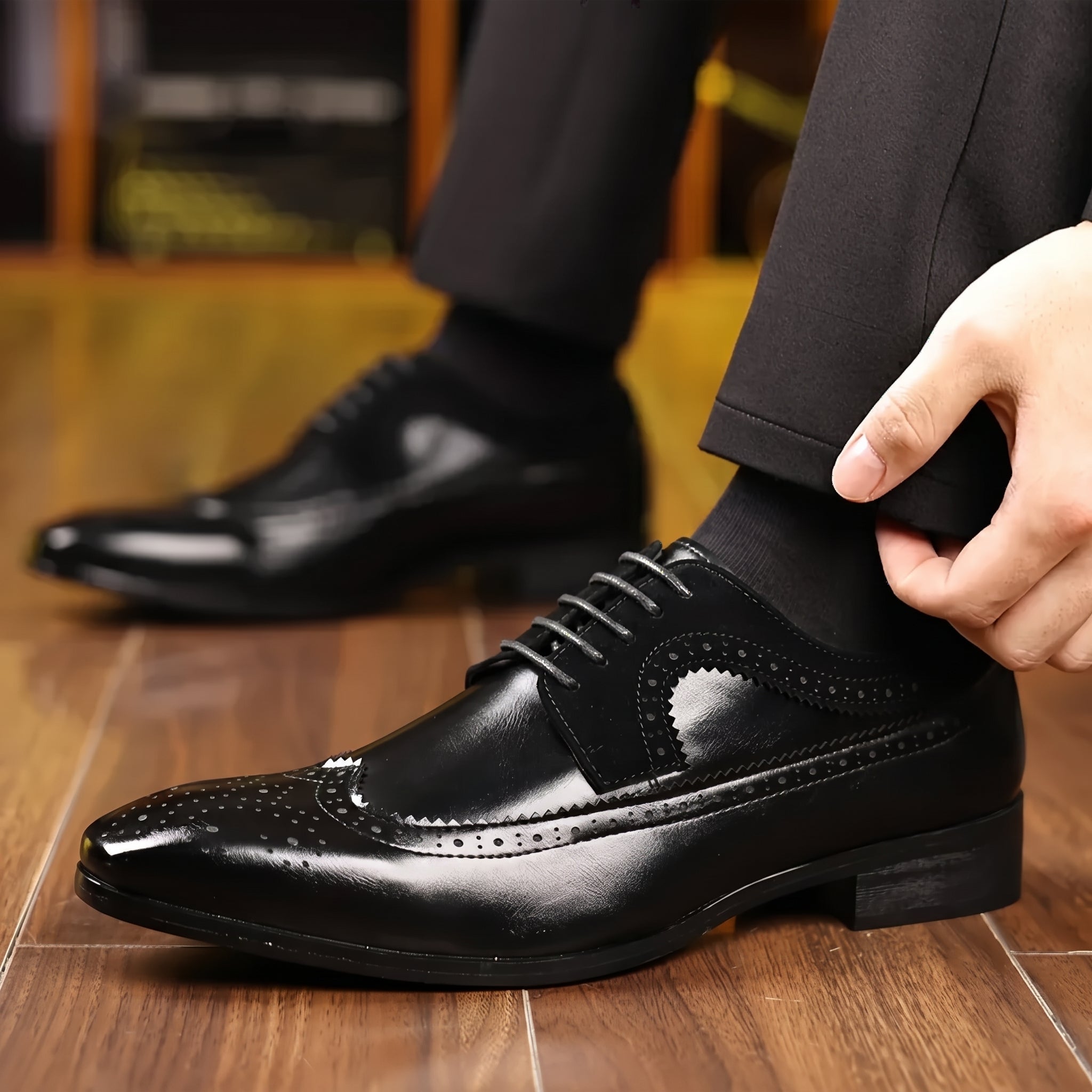 Noah - Men's Lace-Up Wingtip Brogue Wedding Shoes