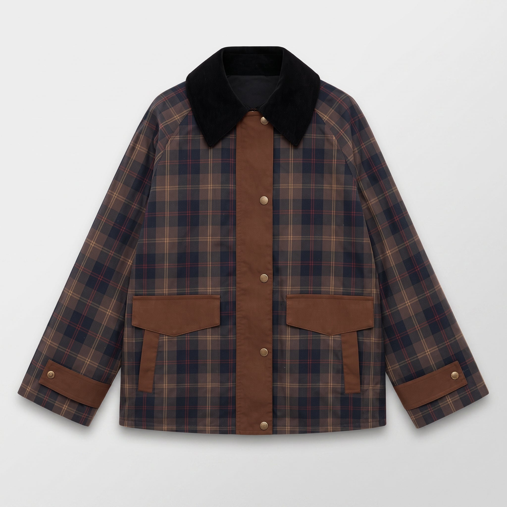 Charlotte - Women's Checked Jacket with Contast Collar and Button-Front