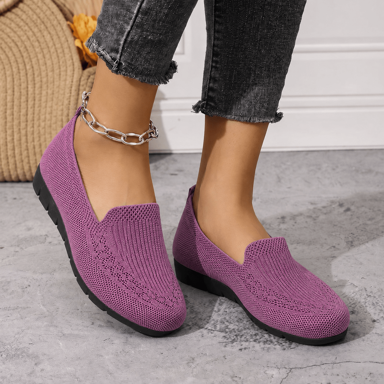Alice - Women's Orthopaedic Breathable Cushioned Sole Loafers - Flats - Violet - Davies & Cooper