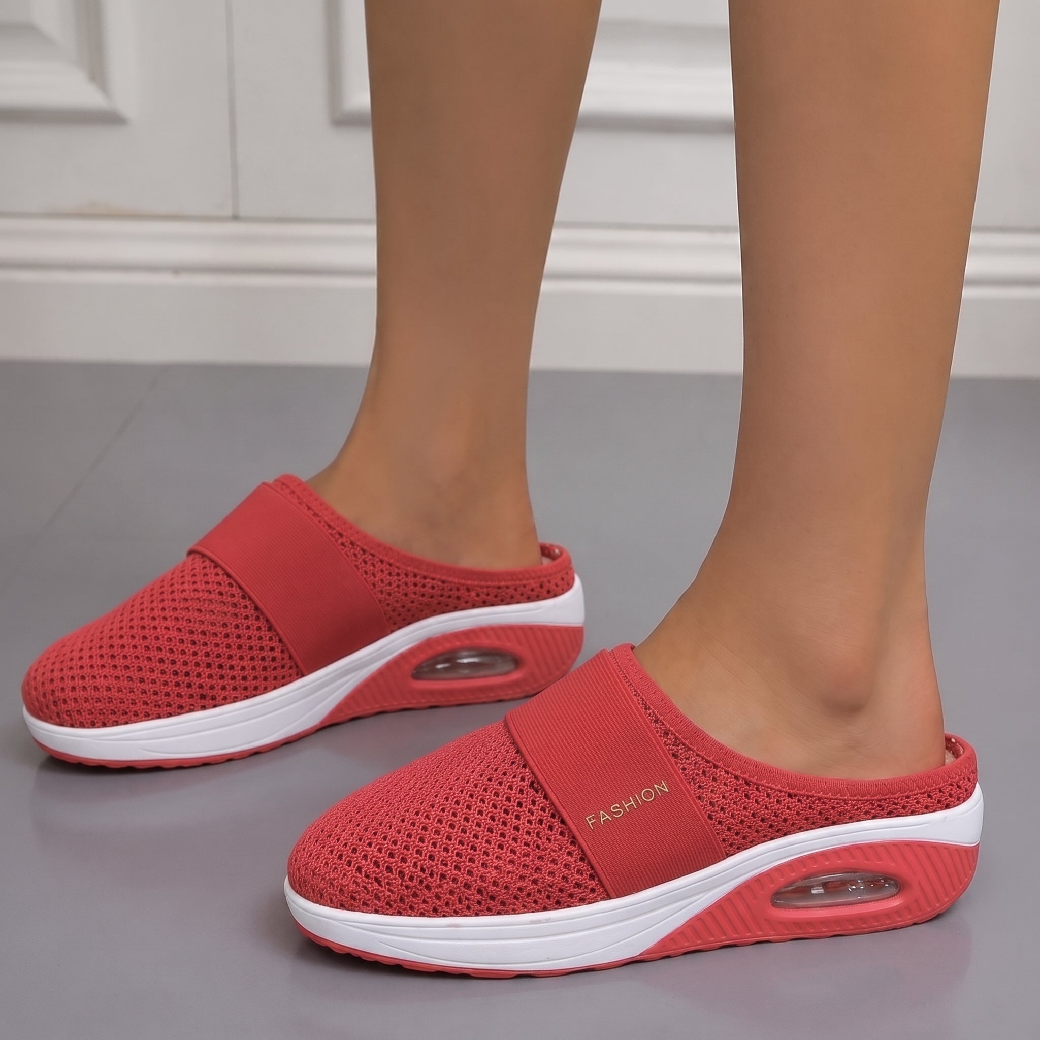 Alice – Women's Orthopaedic Breathable Platform Mules - Flats - Red - Davies & Cooper