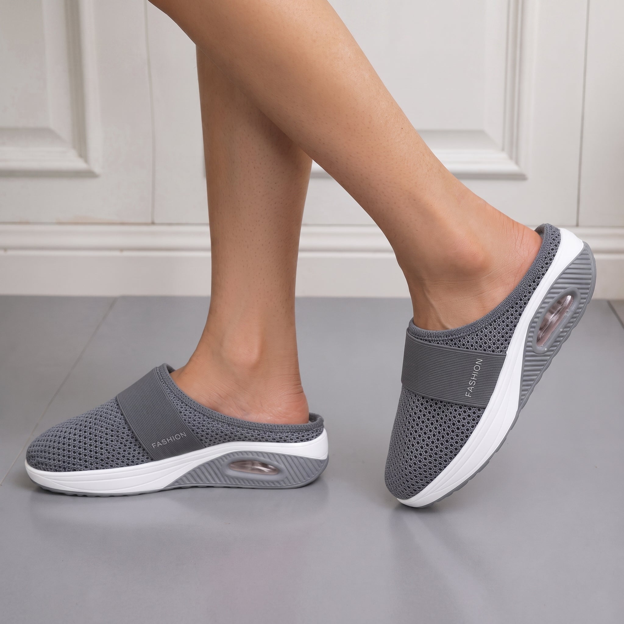 Alice – Women's Orthopaedic Breathable Platform Mules - Flats - Dark Grey - Davies & Cooper