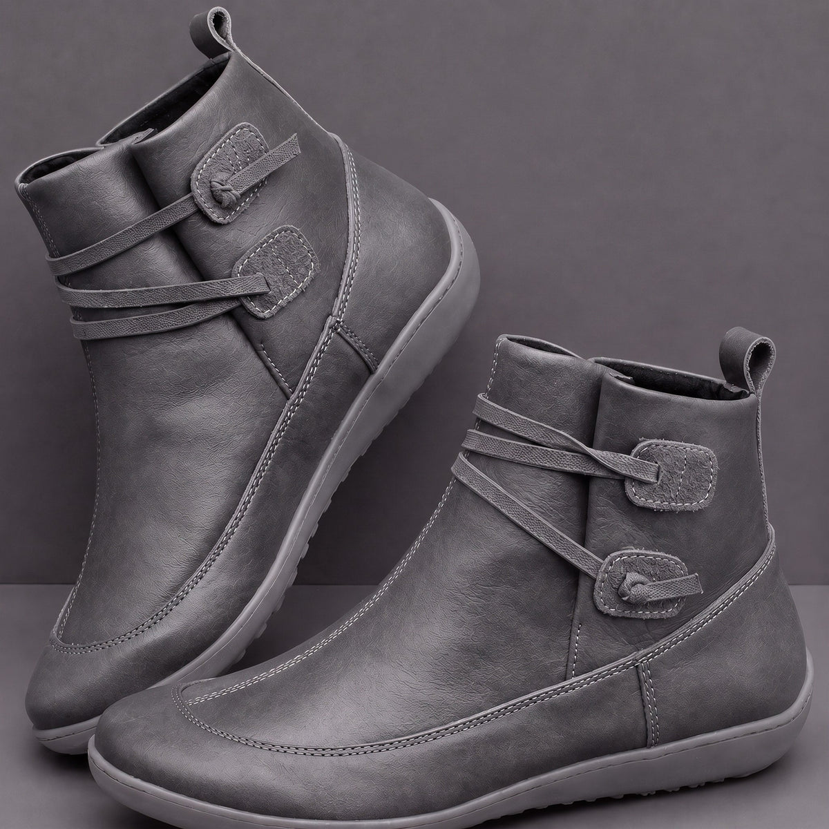 Alice - Women's Orthopaedic Buckle Strap Ankle Boots - Boots - Grey - Davies & Cooper