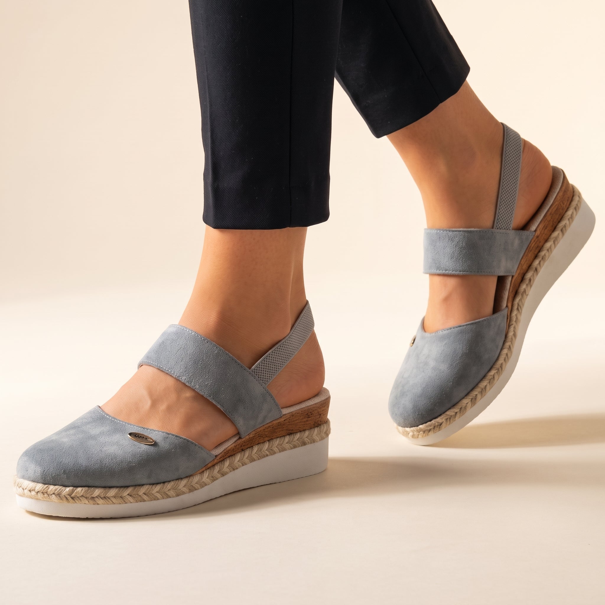 Alice - Women's Orthopaedic Espadrille Wedge Slingback Sandals - Sandals - Grey - Davies & Cooper