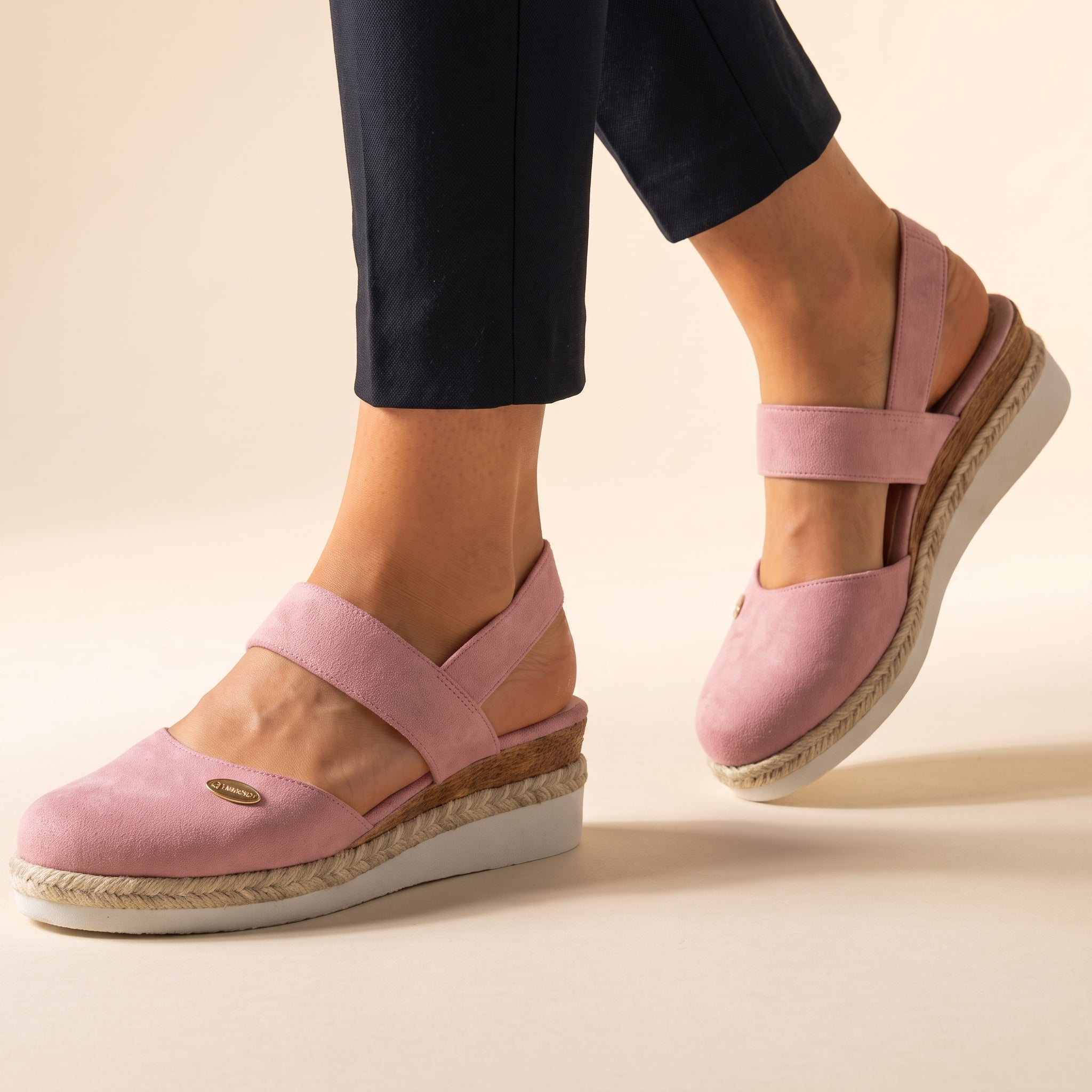 Alice - Women's Orthopaedic Espadrille Wedge Slingback Sandals - Sandals - Pink - Davies & Cooper