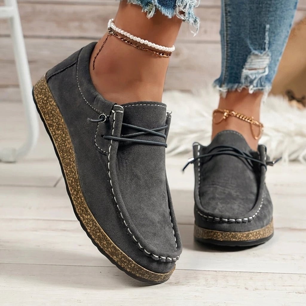 Alice - Women's Orthopaedic Moccasin Loafers with Cork Sole - Flats - Gray - Davies & Cooper