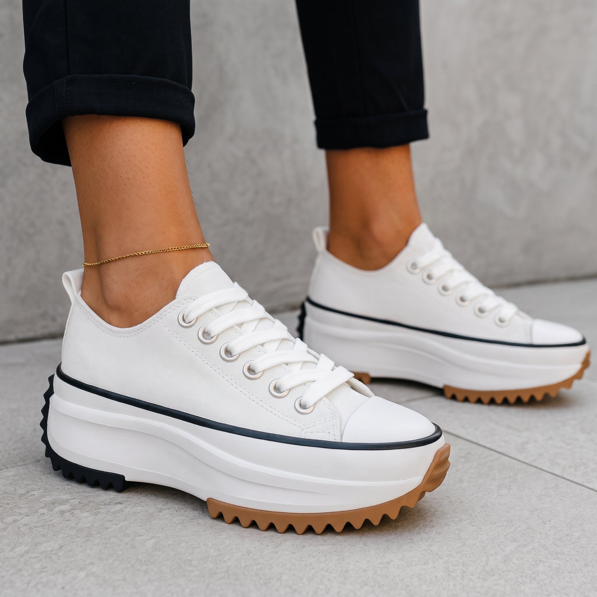 Alice - Women's Orthopaedic Platform Trainers with Chunky Sole - Sneakers - White - Davies & Cooper