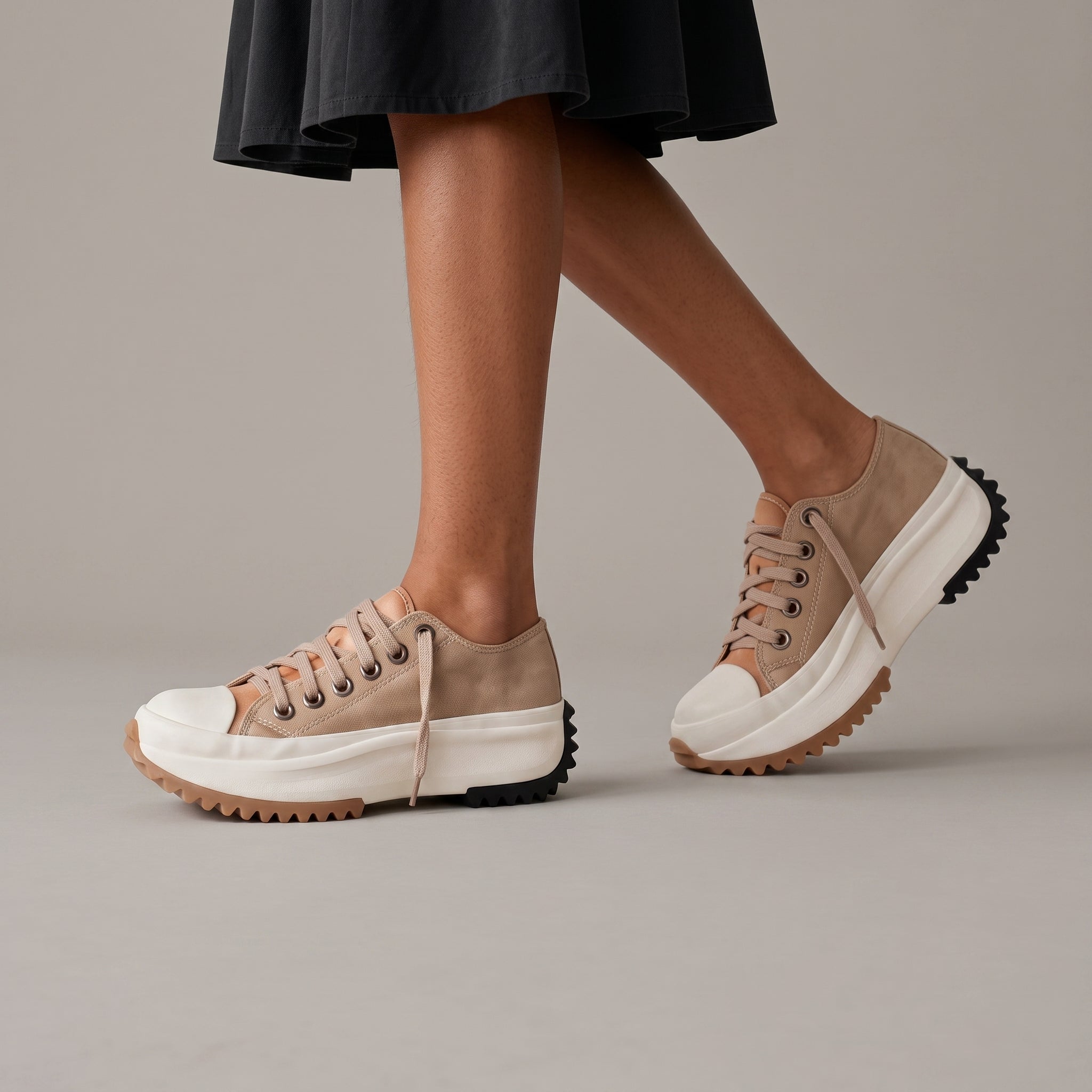 Alice - Women's Orthopaedic Platform Trainers with Chunky Sole - Sneakers - Beige - Davies & Cooper