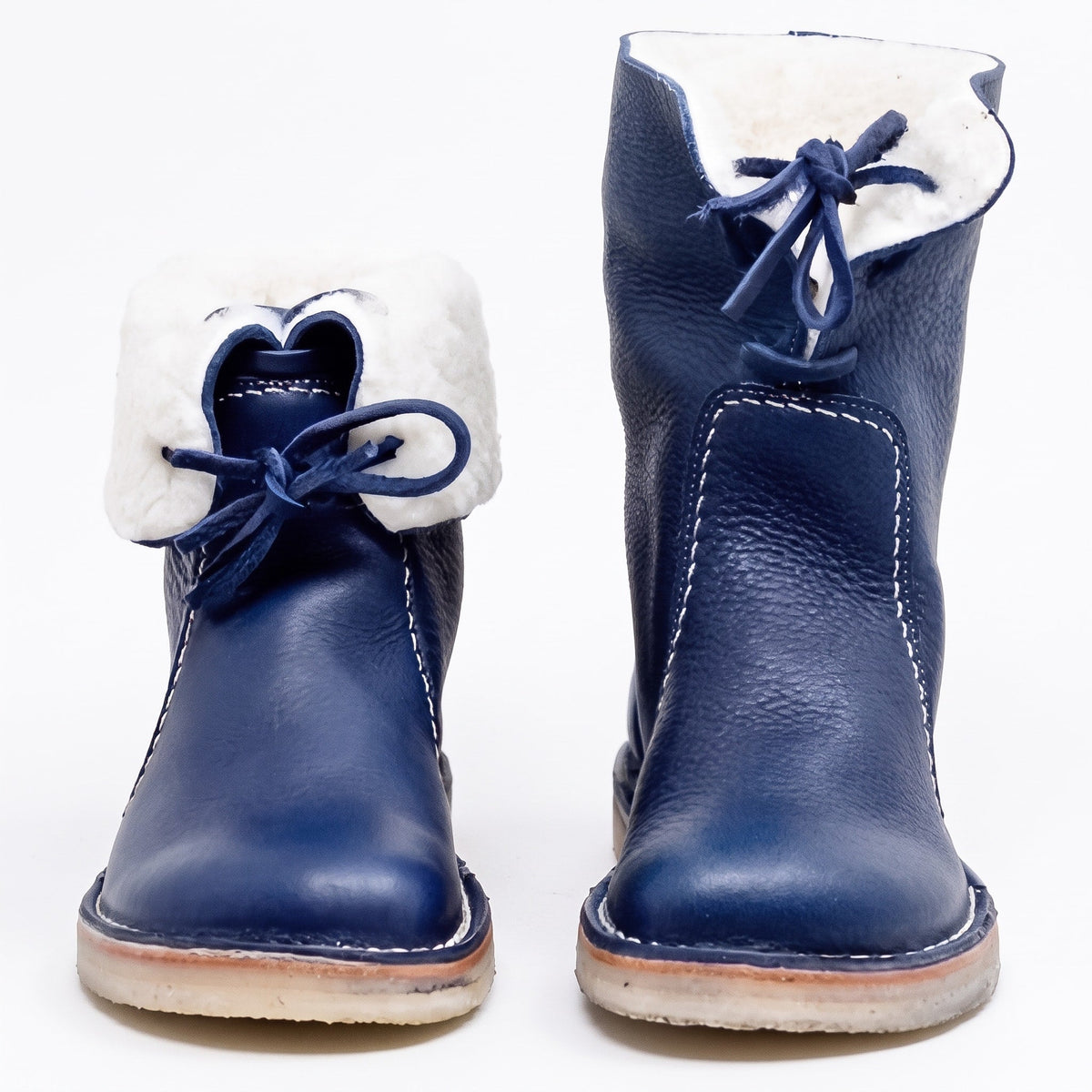 Alice - Women's Orthopaedic Shearling Lined Ankle Boots with Foldover Cuff - Boots - Blue - Davies & Cooper