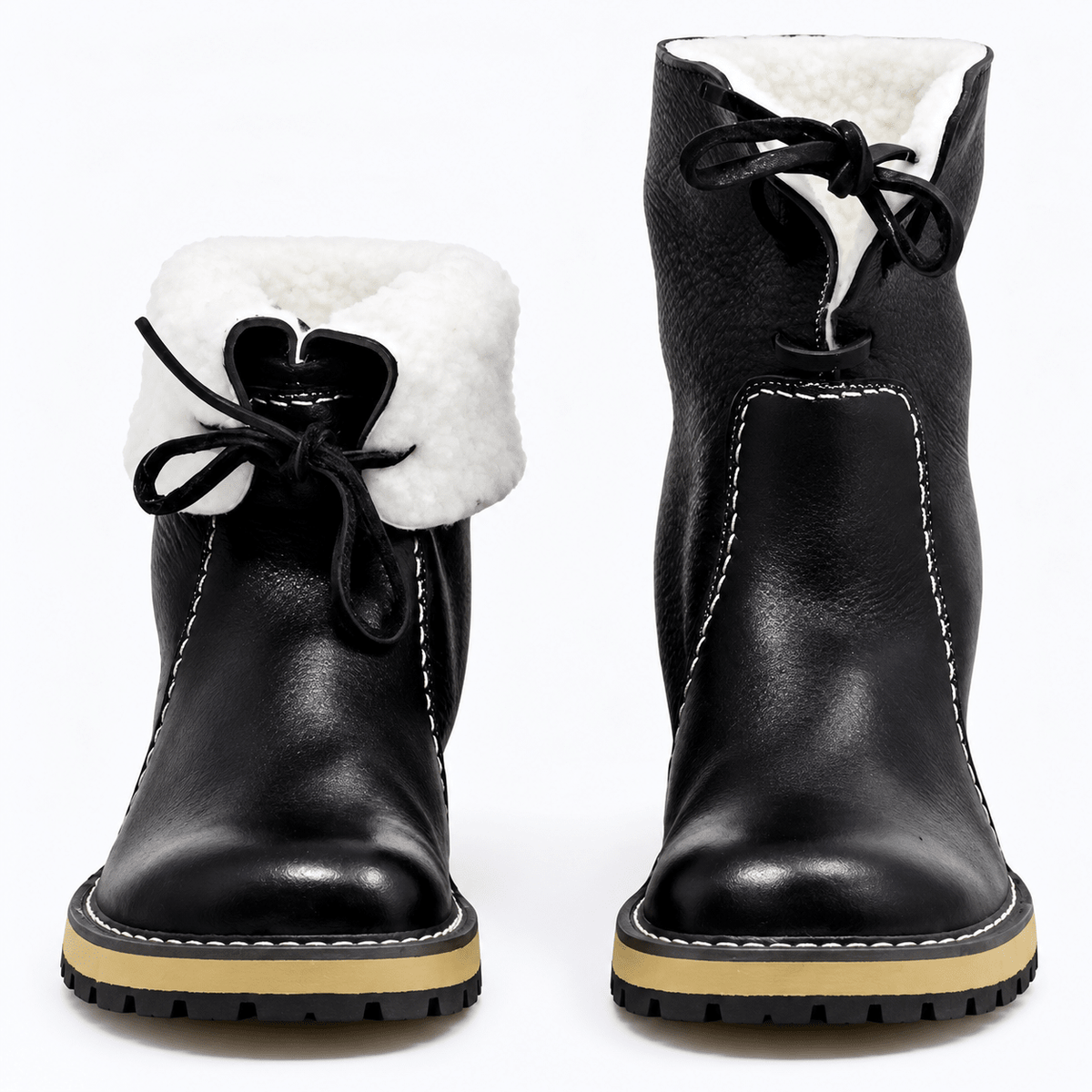 Alice - Women's Orthopaedic Shearling Lined Ankle Boots with Foldover Cuff - Boots - Black - Davies & Cooper