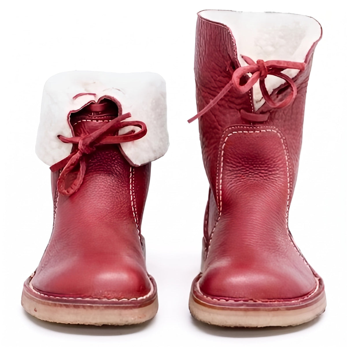 Alice - Women's Orthopaedic Shearling Lined Ankle Boots with Foldover Cuff - Boots - Red - Davies & Cooper