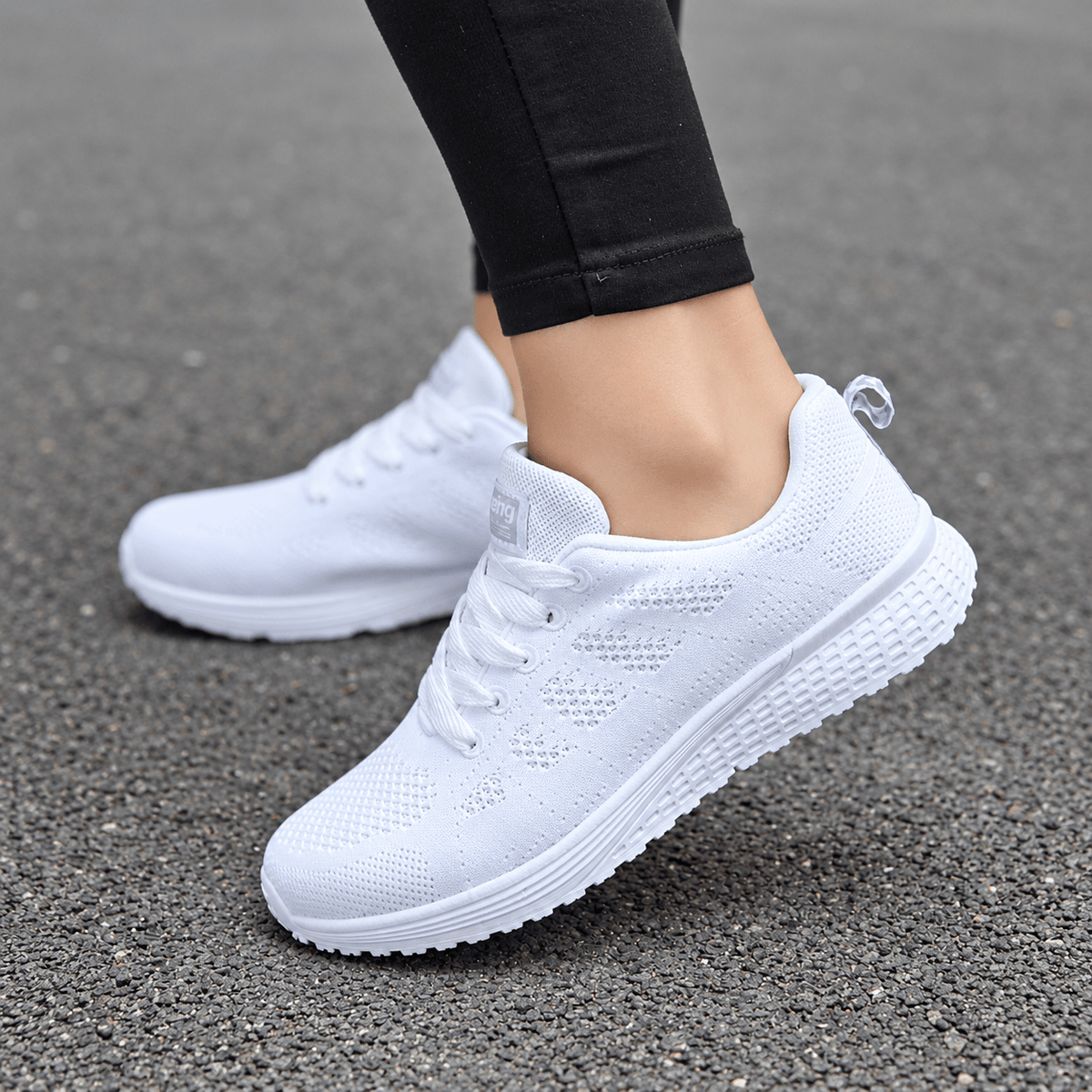 Alice - Women's Orthopaedic Slip-On Lace-Up Trainers - Sneakers - White - Davies & Cooper