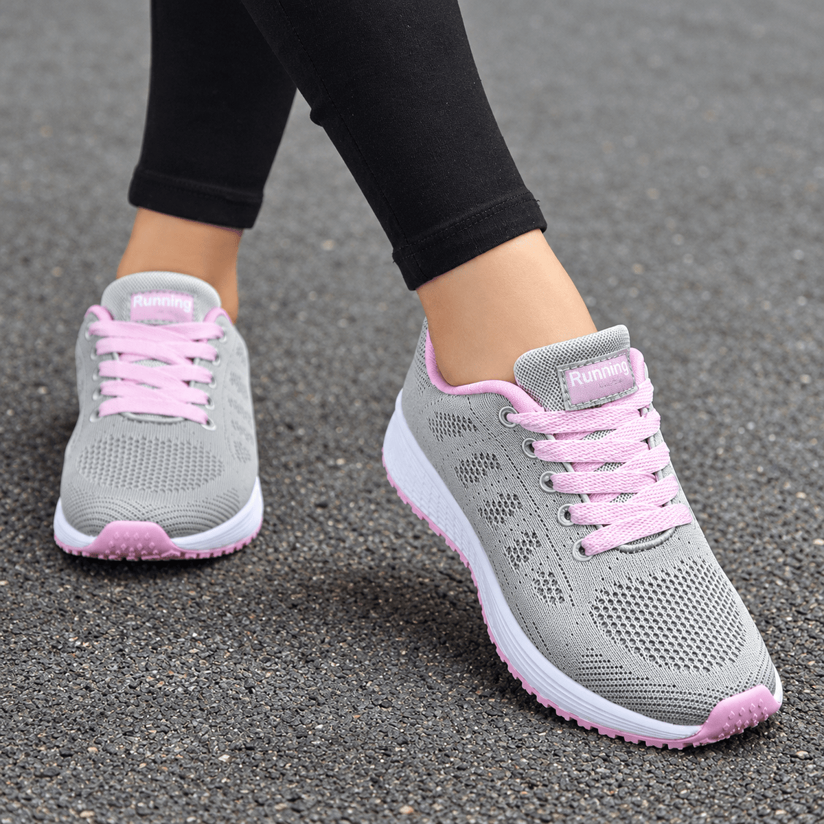 Alice - Women's Orthopaedic Slip-On Lace-Up Trainers - Sneakers - Grey - Davies & Cooper