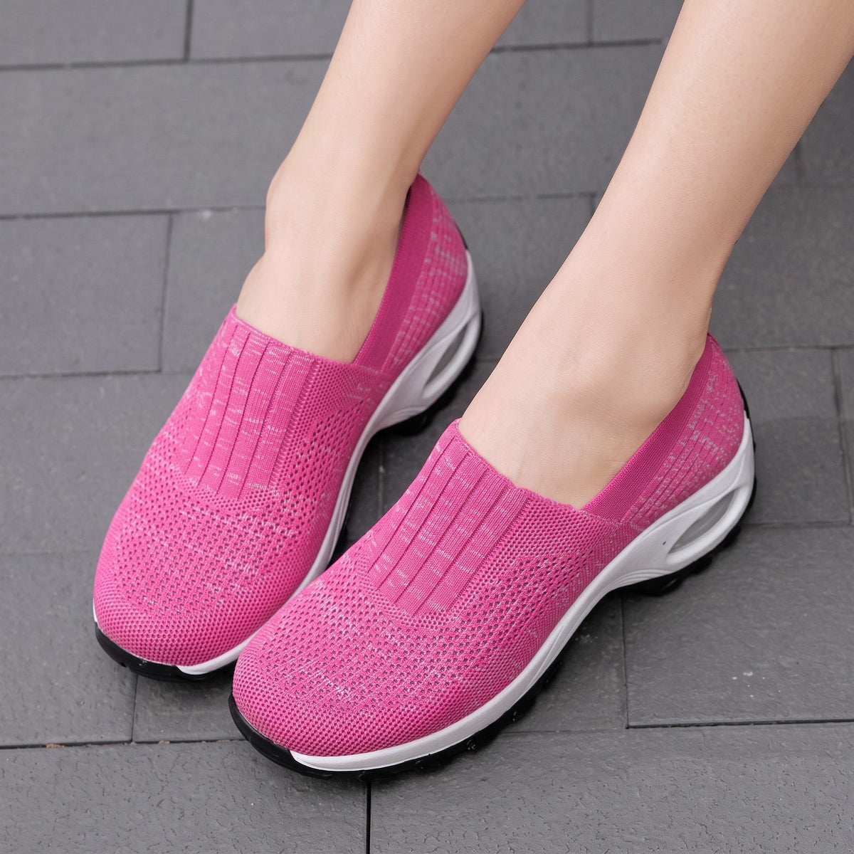 Alice - Women's Orthopaedic Slip-On Trainers with Air Sole Support - Sneakers - Pink - Davies & Cooper