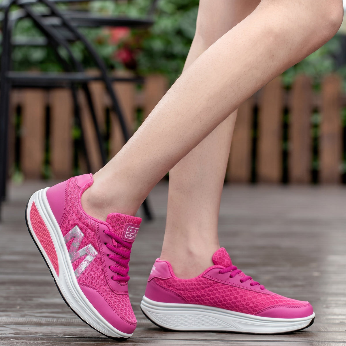 Alice - Women's Orthopaedic Slip-On Trainers with Platform Sole - Red - Davies & Cooper