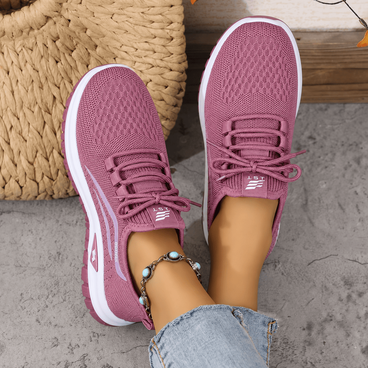 Alice - Women's Orthopaedic Wide Fit Lace-Up Trainers with Cushioned Sole - Sneakers - Purple - Davies & Cooper